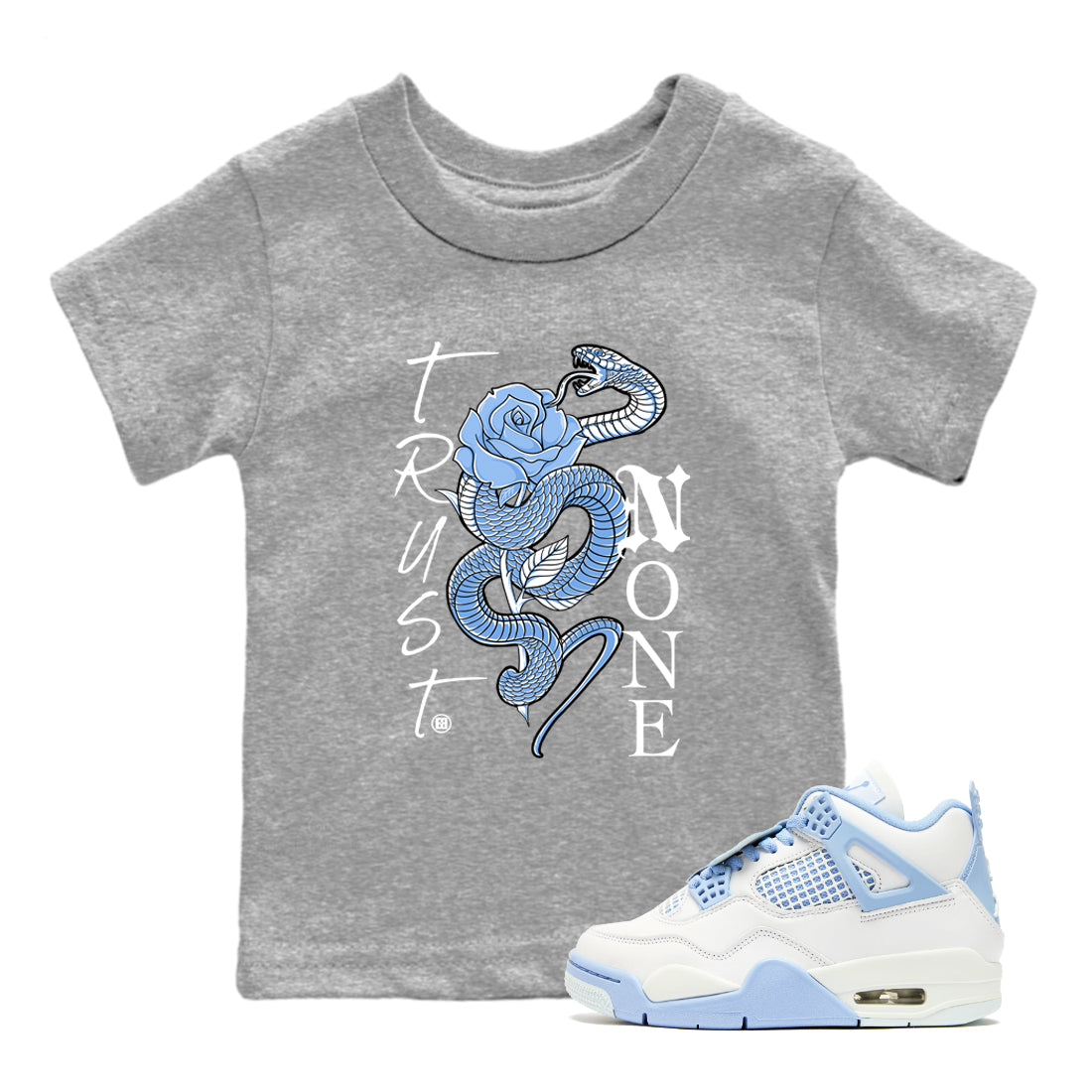 Trust None snkmatch Tees Kids - Air Jordan 4 Forget Me Not