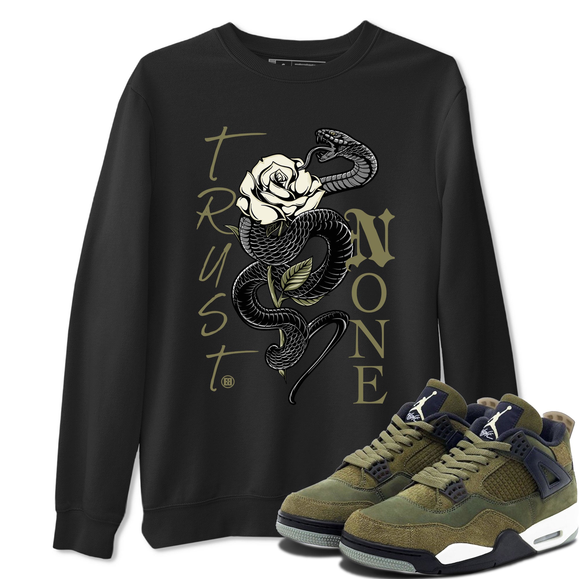 Trust None snkmatch Tee - Air Jordan 4 Medium Olive