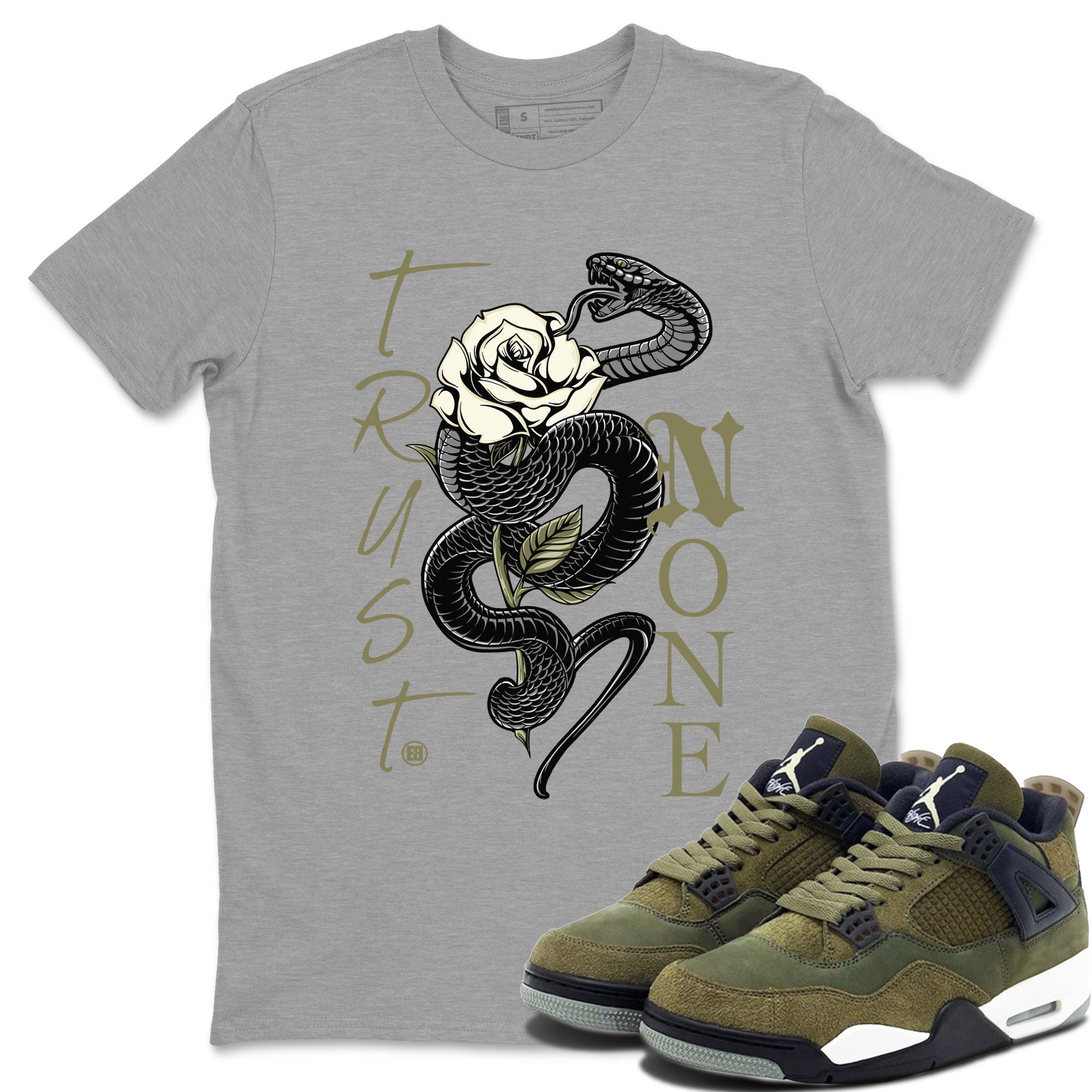 Trust None snkmatch Tee - Air Jordan 4 Medium Olive