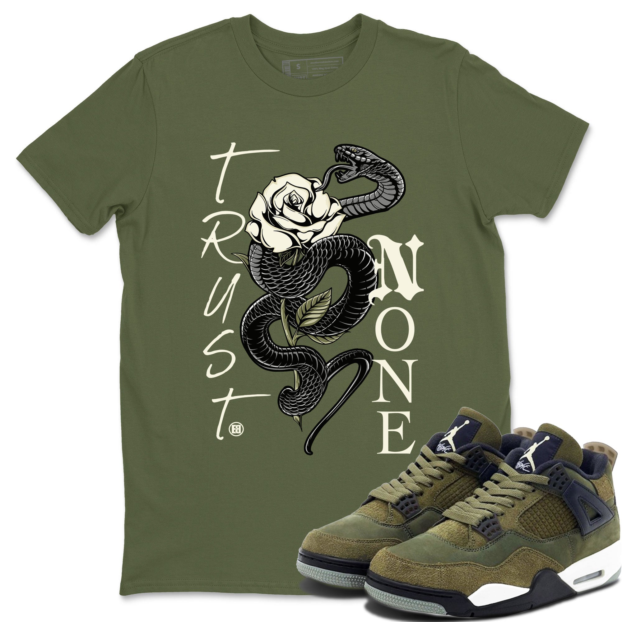 Trust None snkmatch Tee - Air Jordan 4 Medium Olive