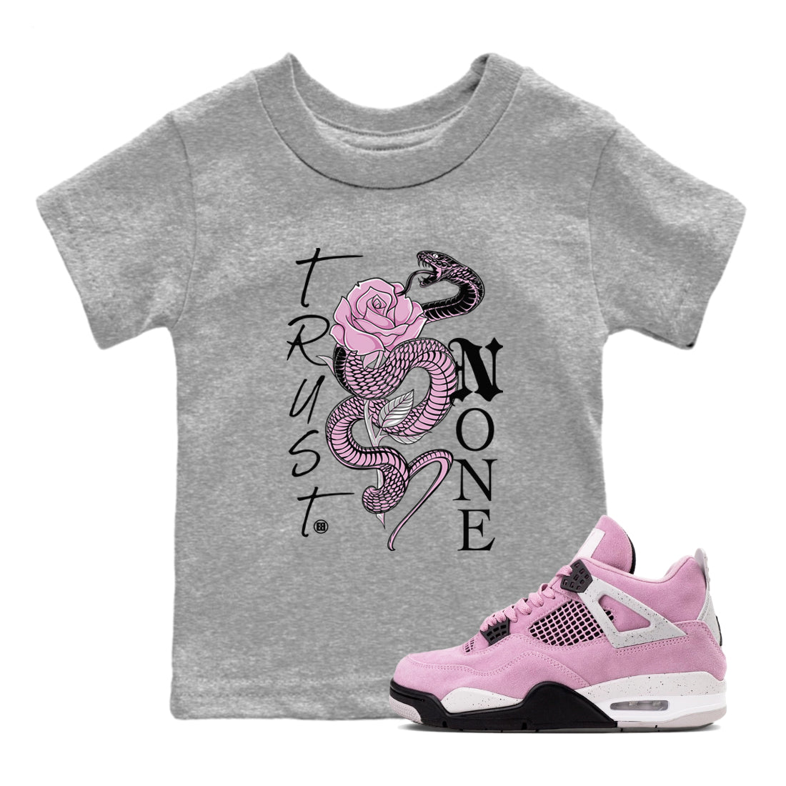 Trust None snkmatch Tees Kids - Air Jordan 4 Orchid