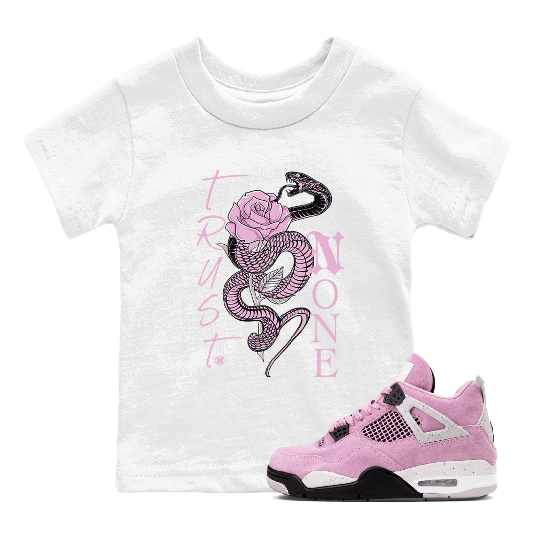 Trust None snkmatch Tees Kids - Air Jordan 4 Orchid