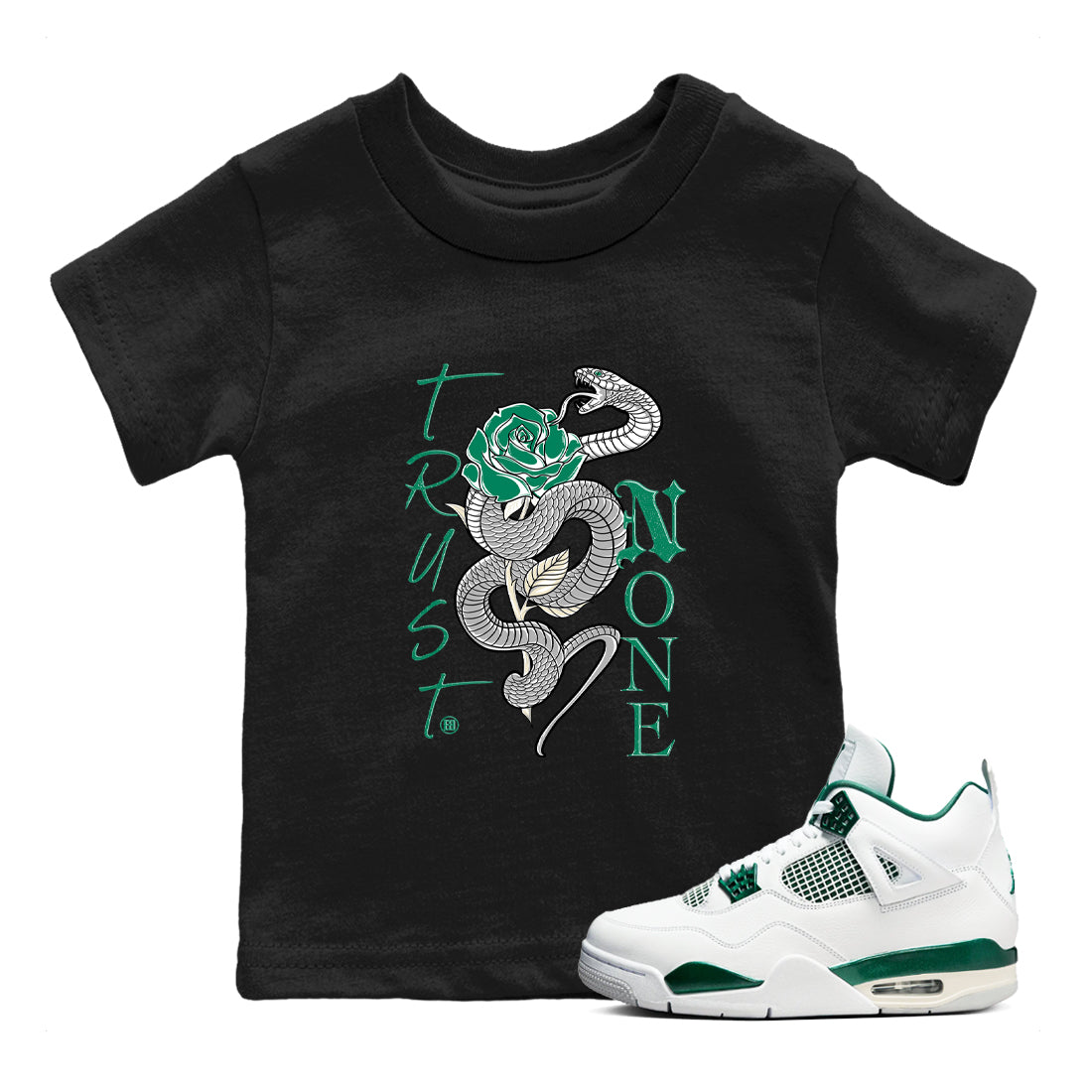 Trust None snkmatch Tees Kids - Air Jordan 4 Oxidized Green