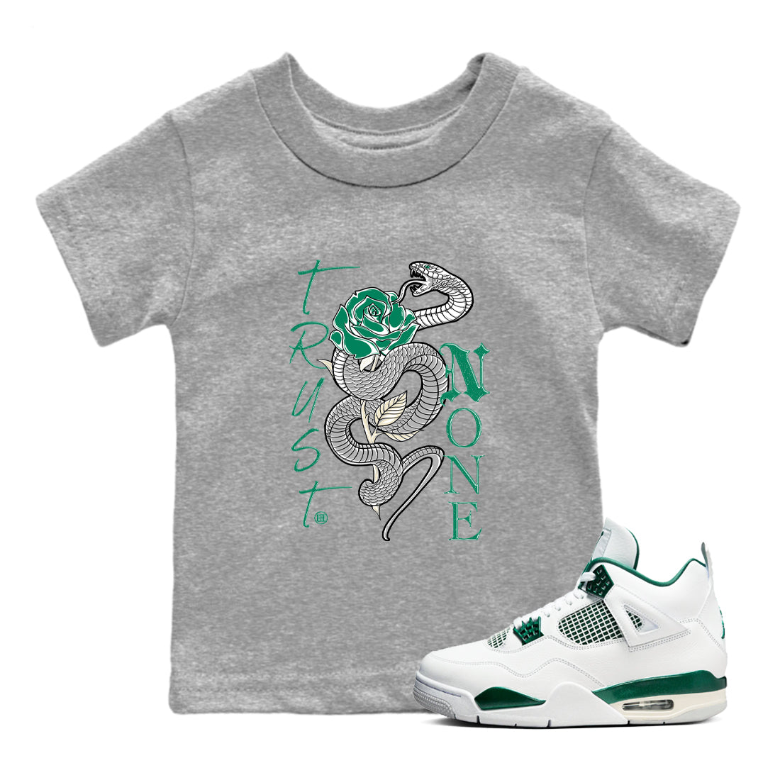 Trust None snkmatch Tees Kids - Air Jordan 4 Oxidized Green