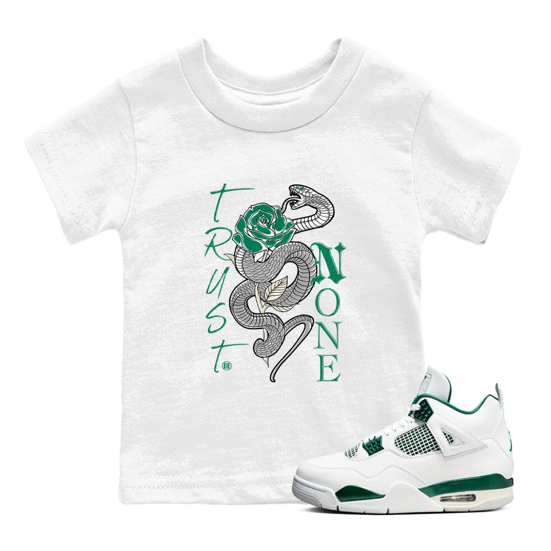 Trust None snkmatch Tees Kids - Air Jordan 4 Oxidized Green