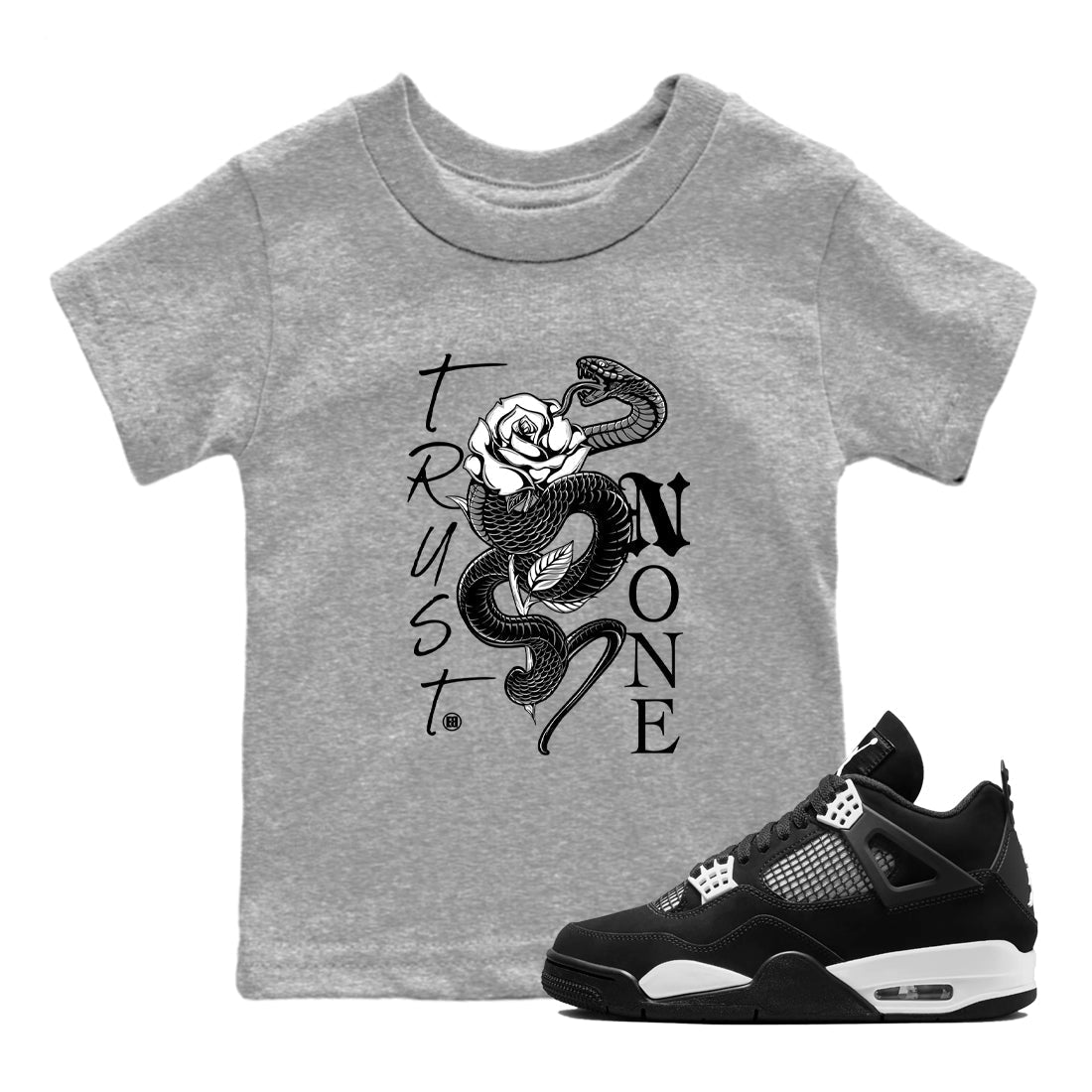 Trust None snkmatch Tees Kids - Air Jordan 4 White Thunder