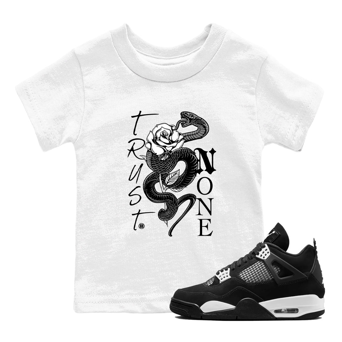 Trust None snkmatch Tees Kids - Air Jordan 4 White Thunder