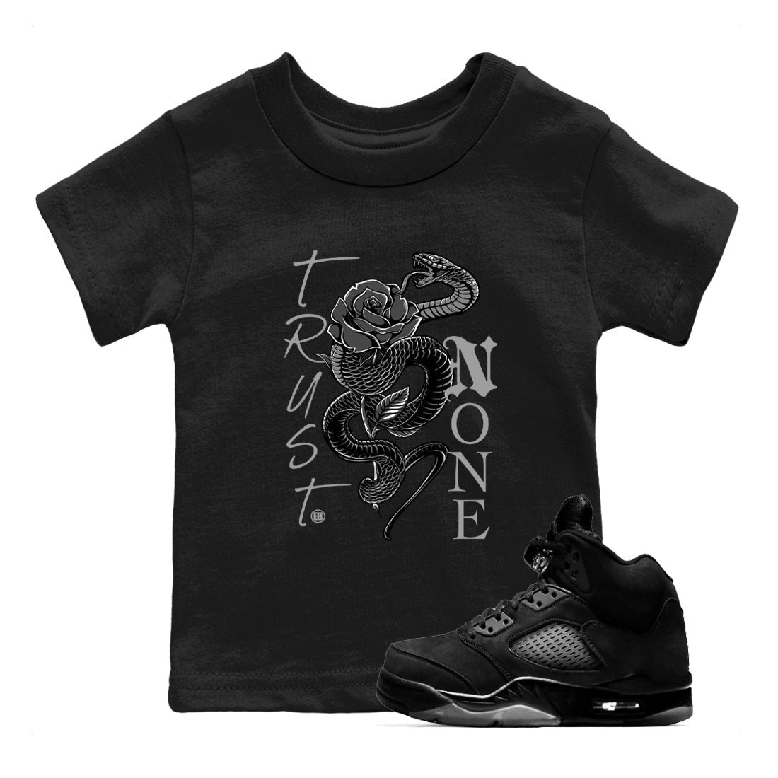 Trust None snkmatch Tees Kids - Air Jordan 5 Black Cat