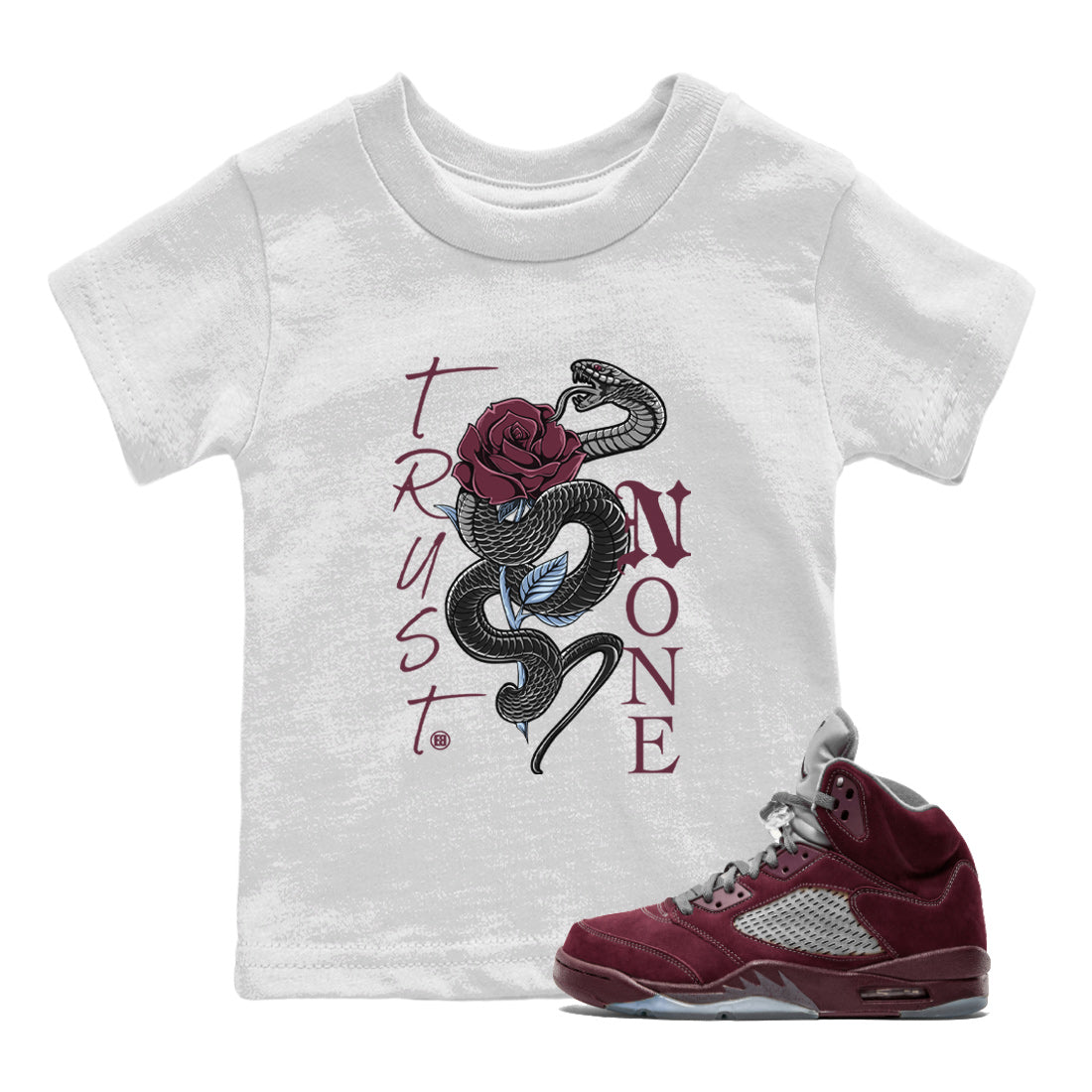 Trust None Kids Tops - Air Jordan 5 Burgundy