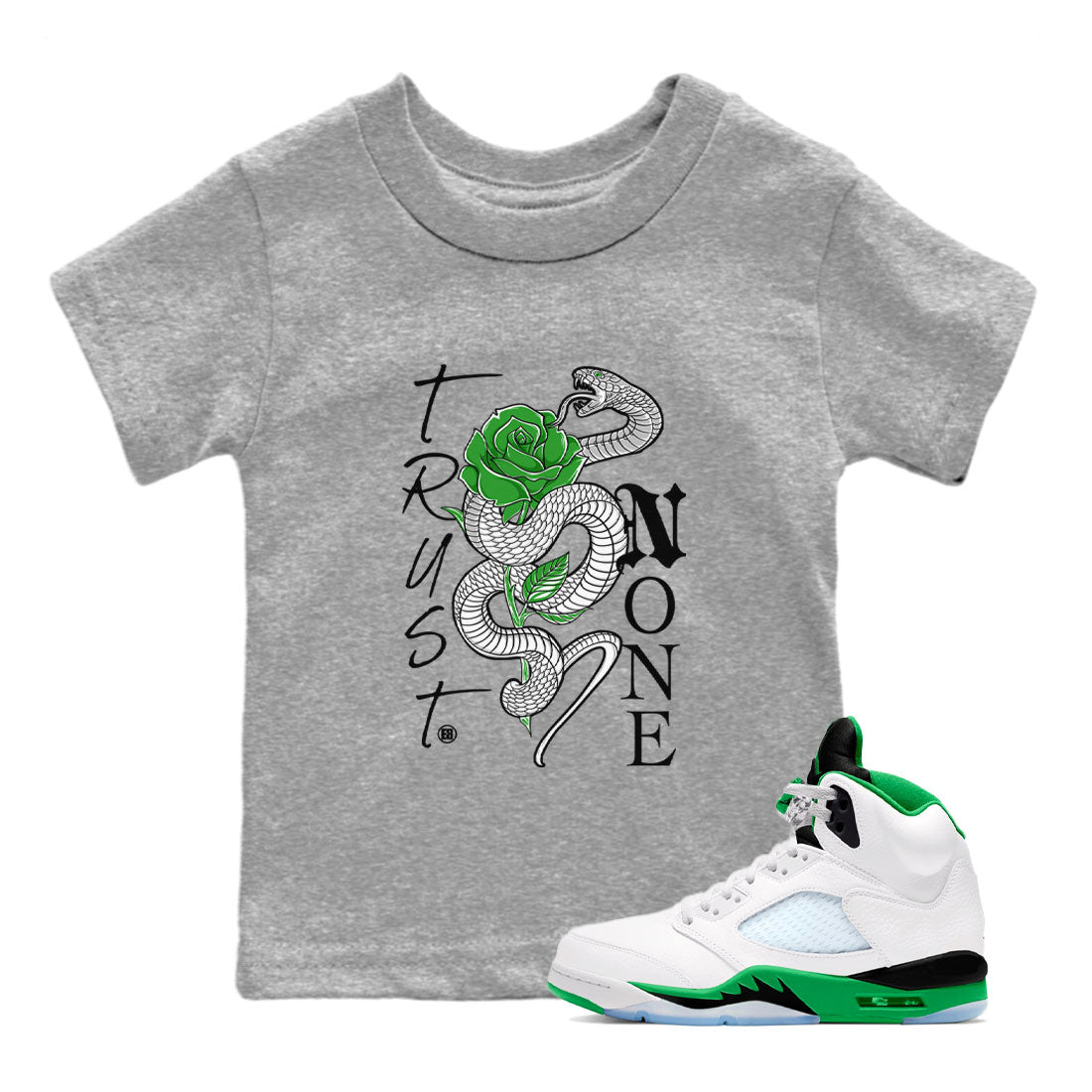Trust None snkmatch Tee Kids - Air Jordan 5 Lucky Green