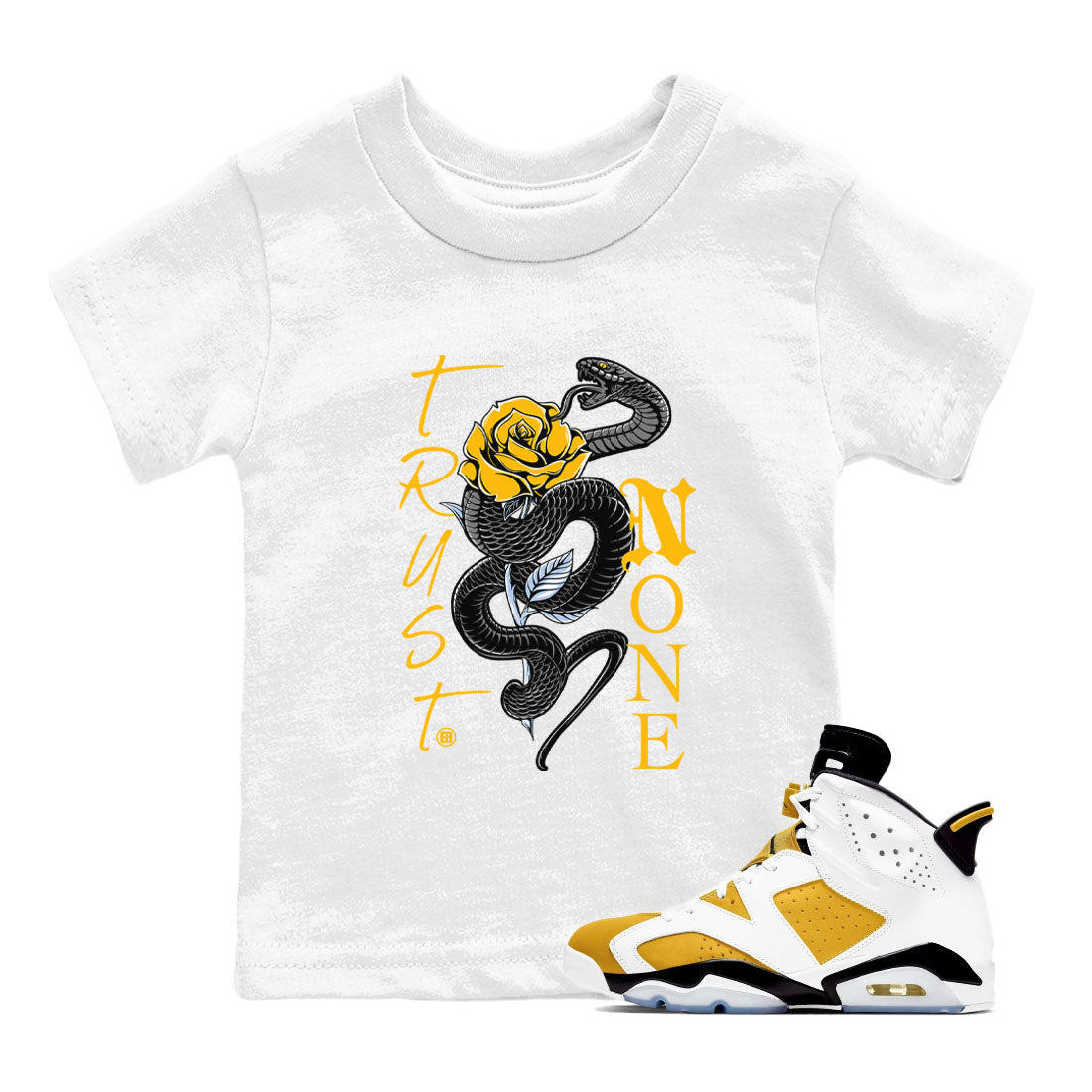 Trust None snkmatch Tees Kids - Air Jordan 6 Yellow Ochre