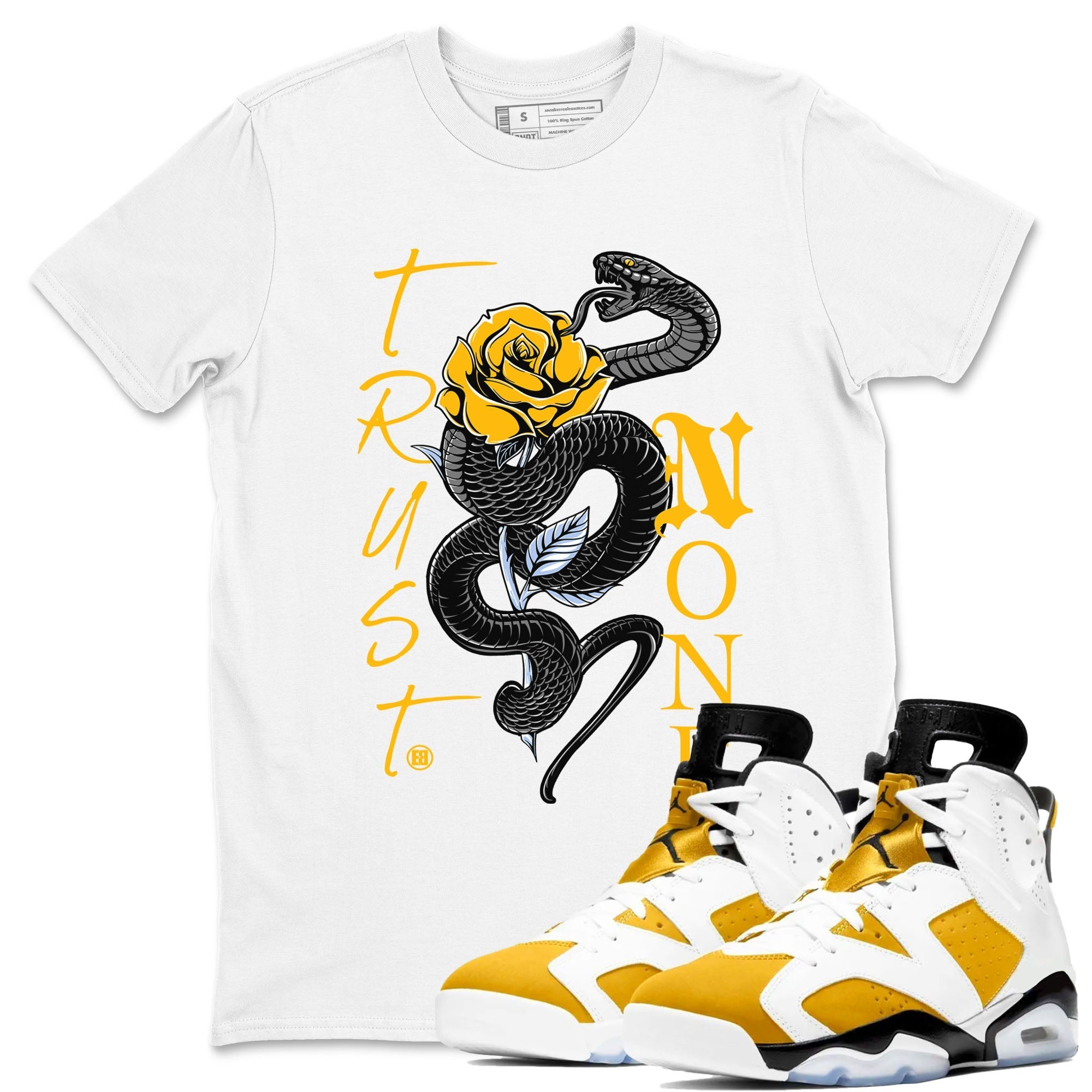 Trust None snkmatch Tees - Air Jordan 6 Yellow Ochre