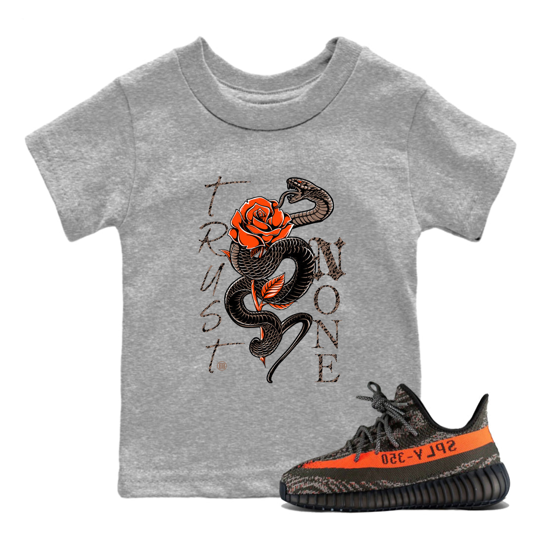 Trust None snkmatch Tees Kids - Yeezy 350 Carbon Beluga