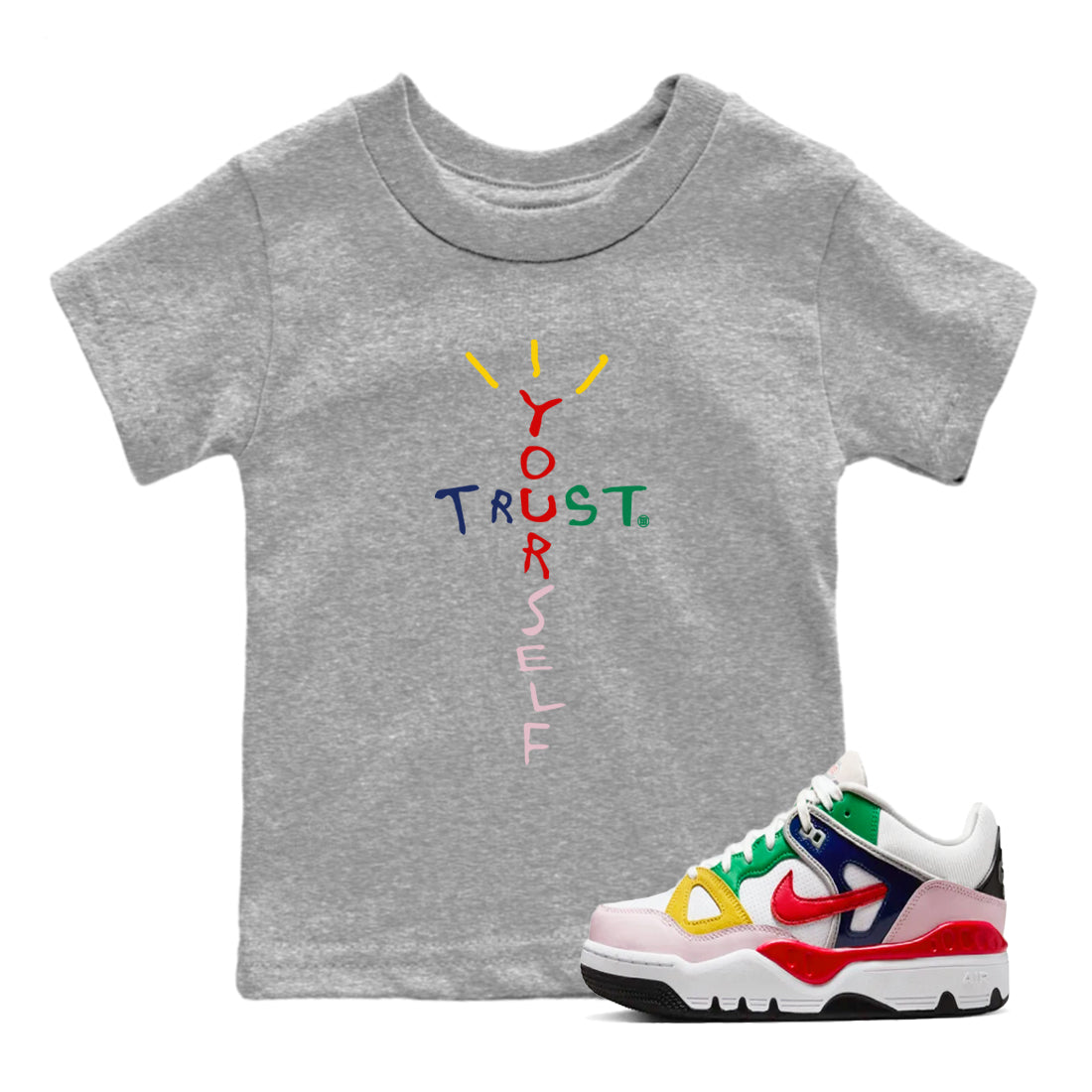 Trust Yourself snkmatch Tees Kids - Air Force 3 Blue Void and Tour Yellow