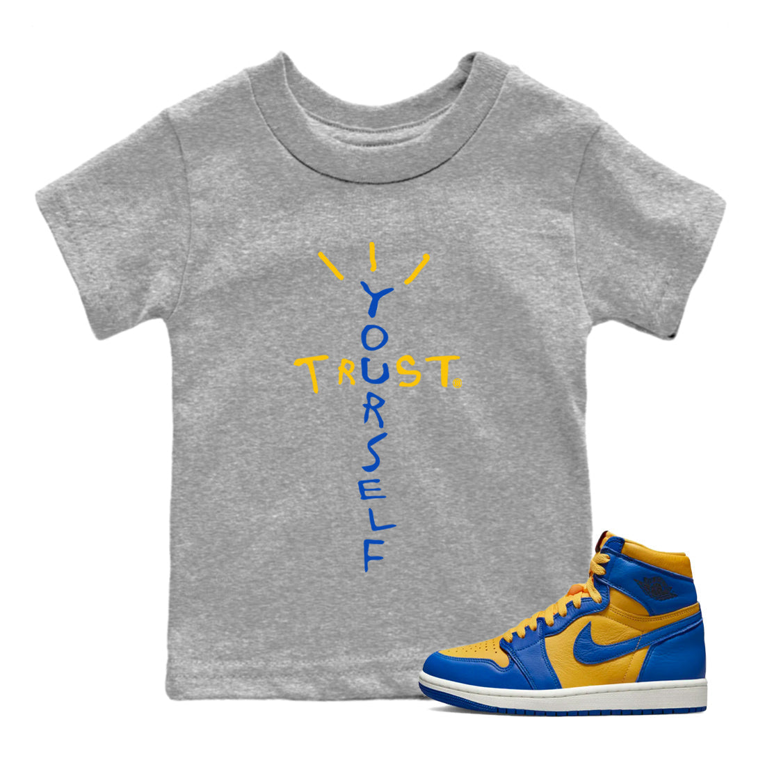 Trust Yourself Kids Tops - Air Jordan 1 Game Royal Varsity Maize