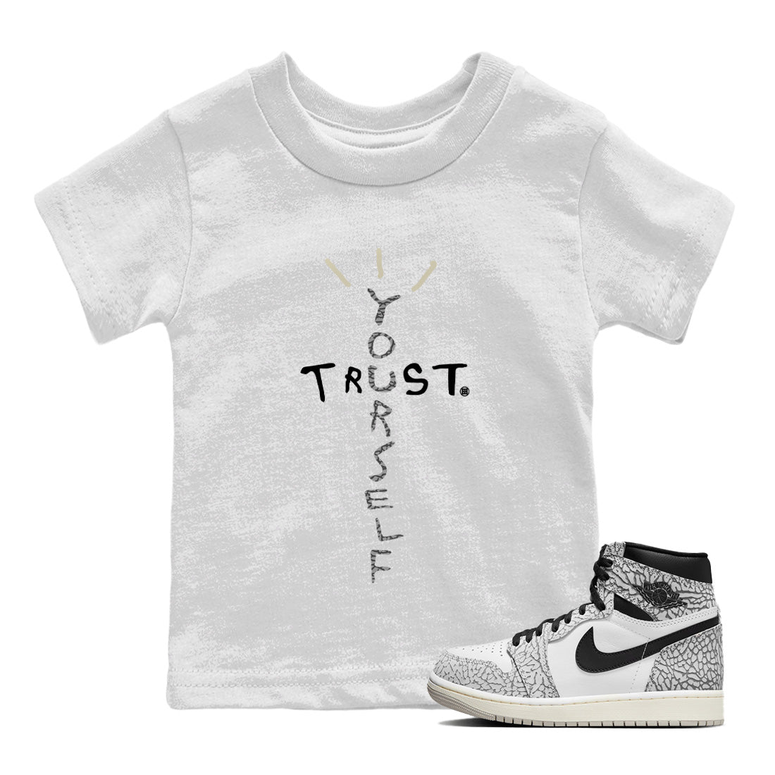 Trust Yourself Kids Tops - Air Jordan 1 White Cement