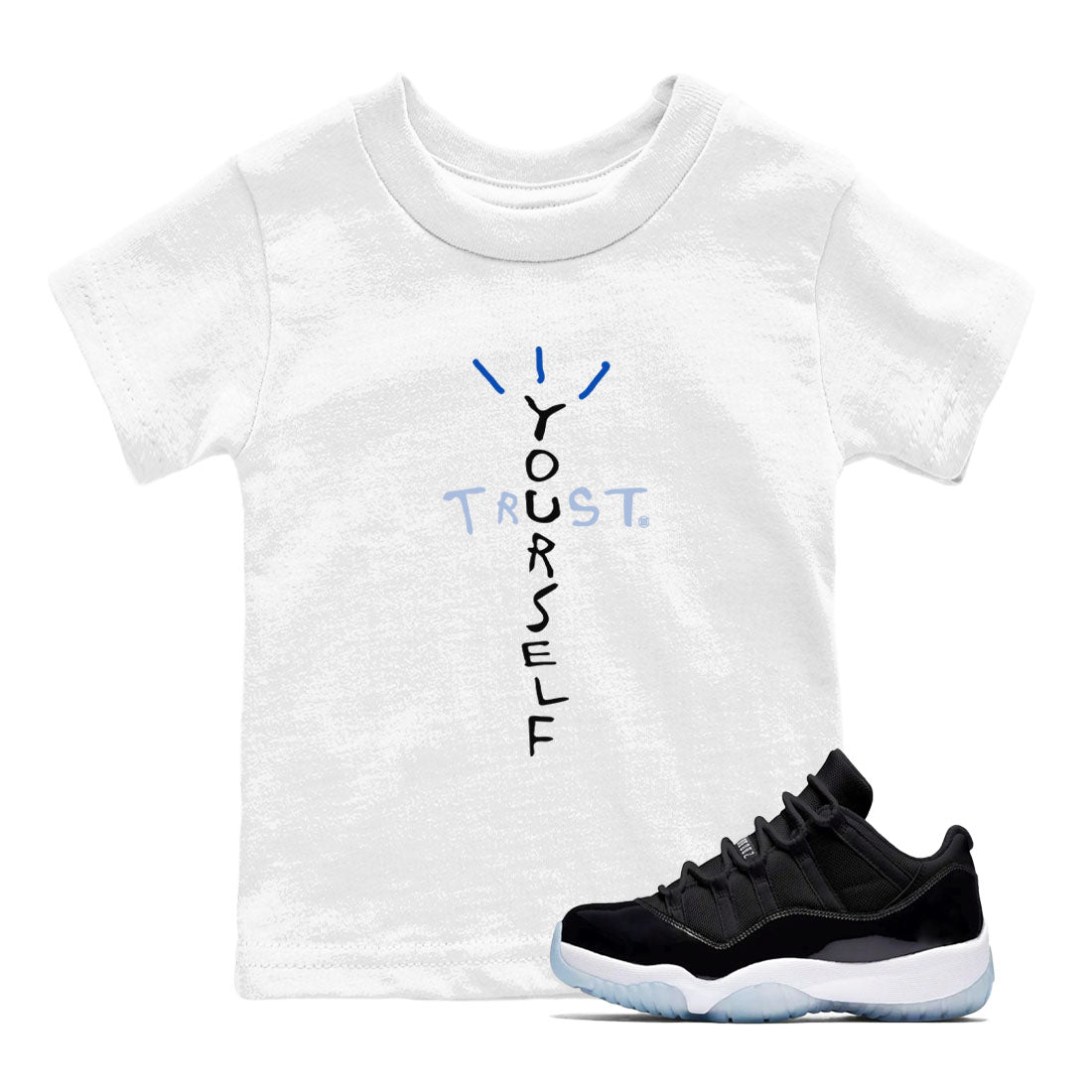 Trust Yourself snkmatch Tees Kids - Air Jordan 11 Black and Varsity Royal