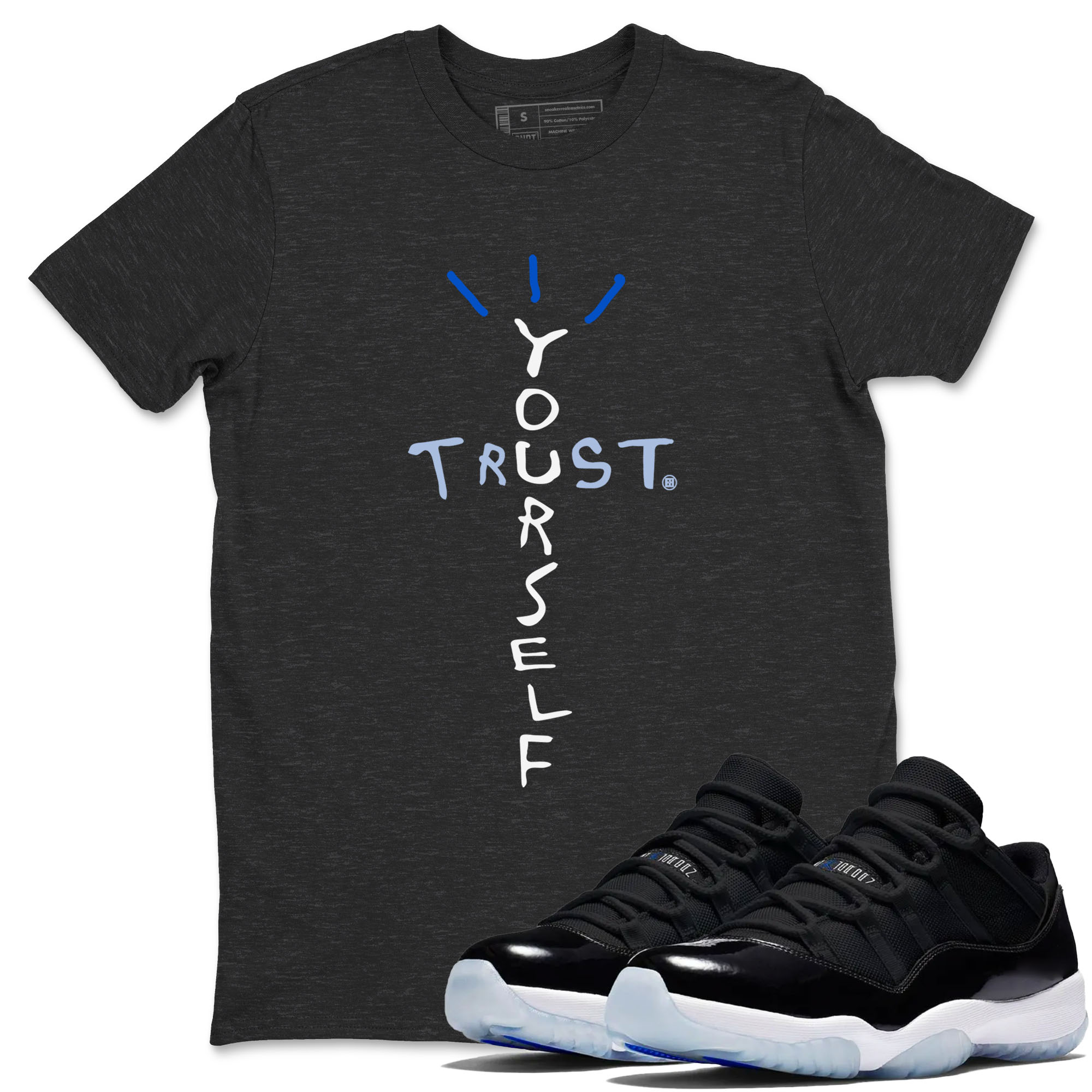 Trust Yourself snkmatch Tees - Air Jordan 11 Black and Varsity Royal