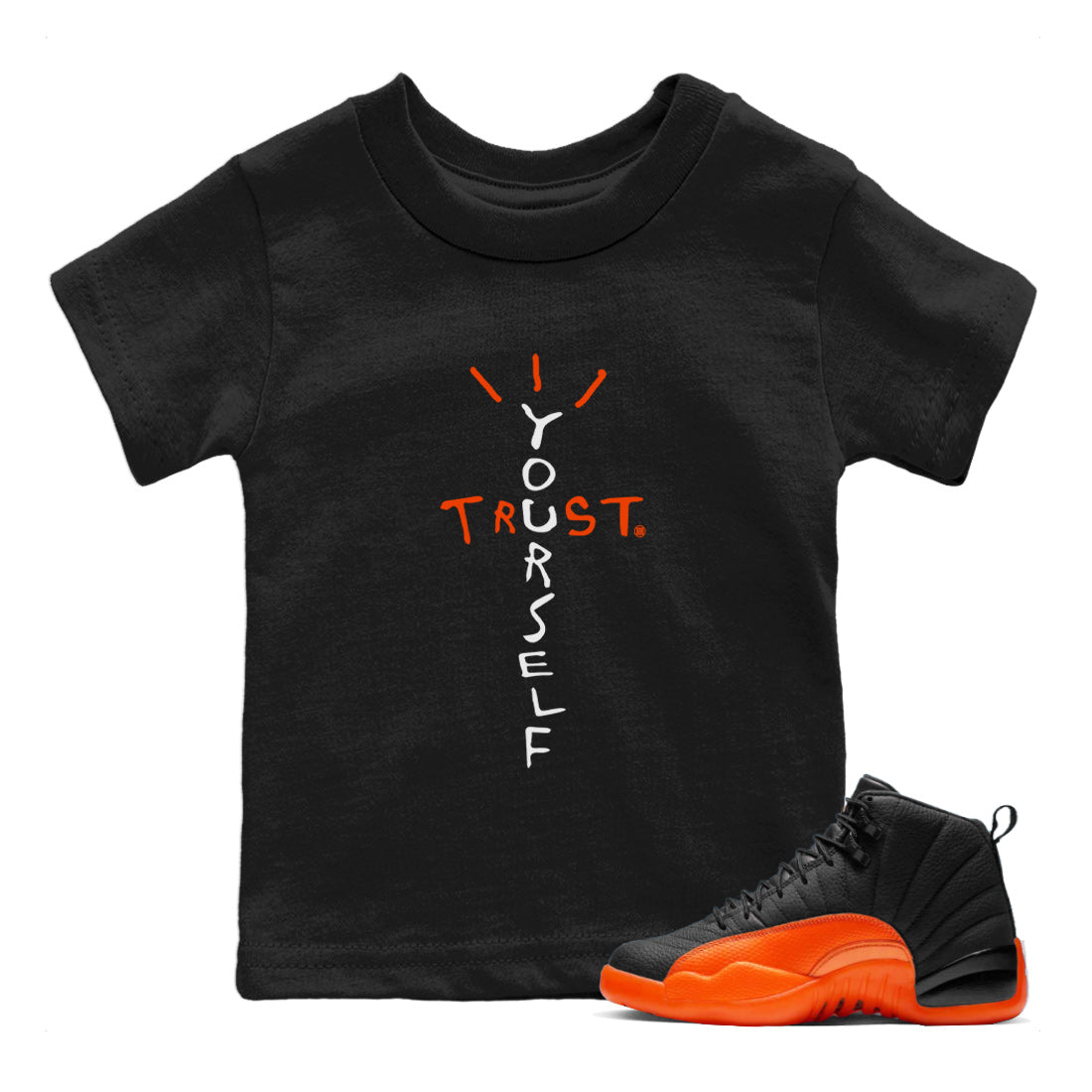 Trust Yourself Kids Tops - Air Jordan 12 Brilliant Orange
