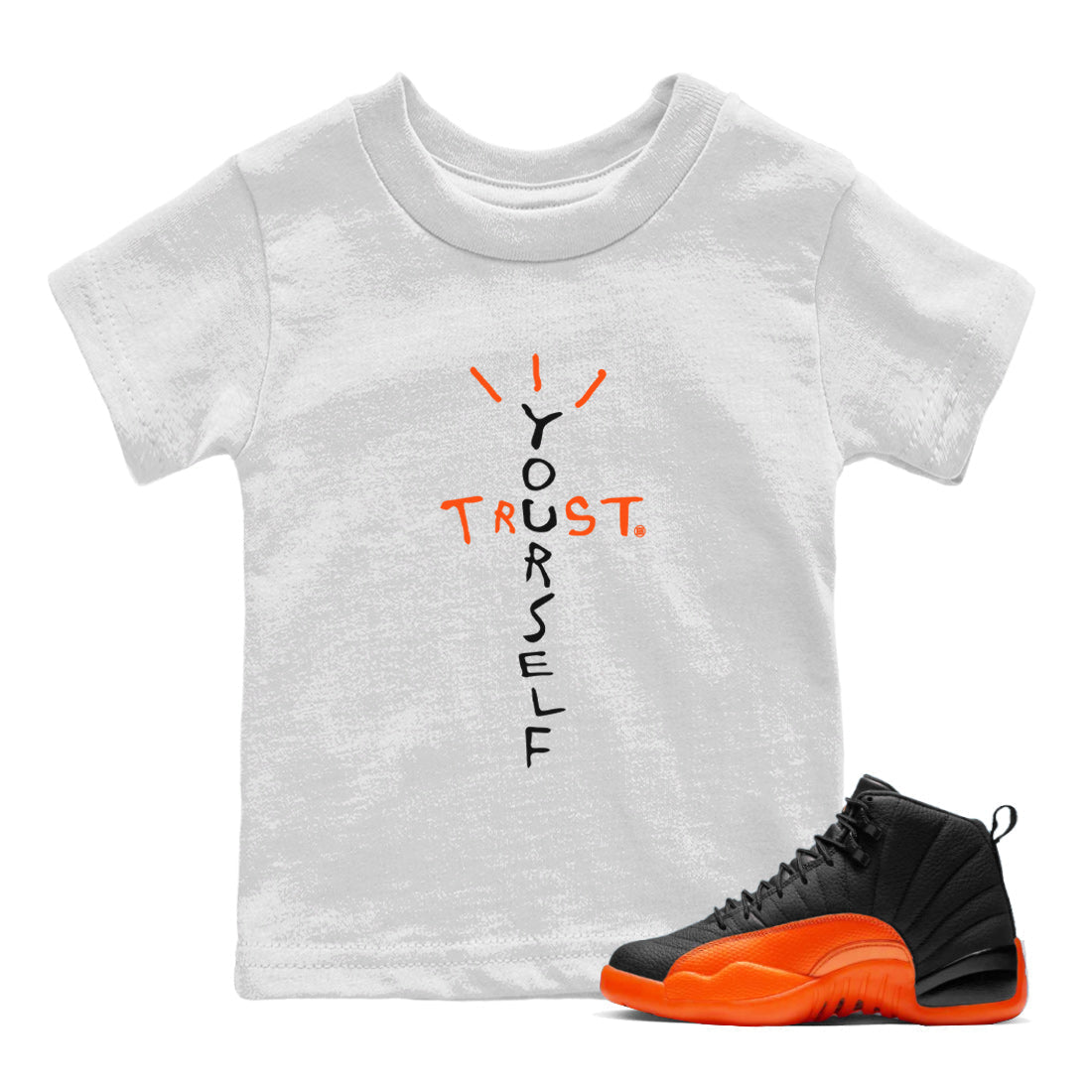Trust Yourself Kids Tops - Air Jordan 12 Brilliant Orange