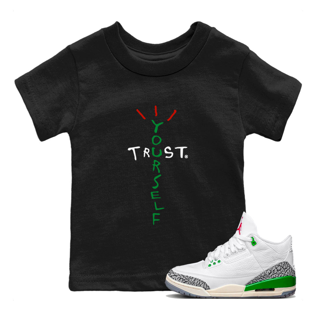 Trust Yourself Kids Tops - Air Jordan 3 Lucky Green