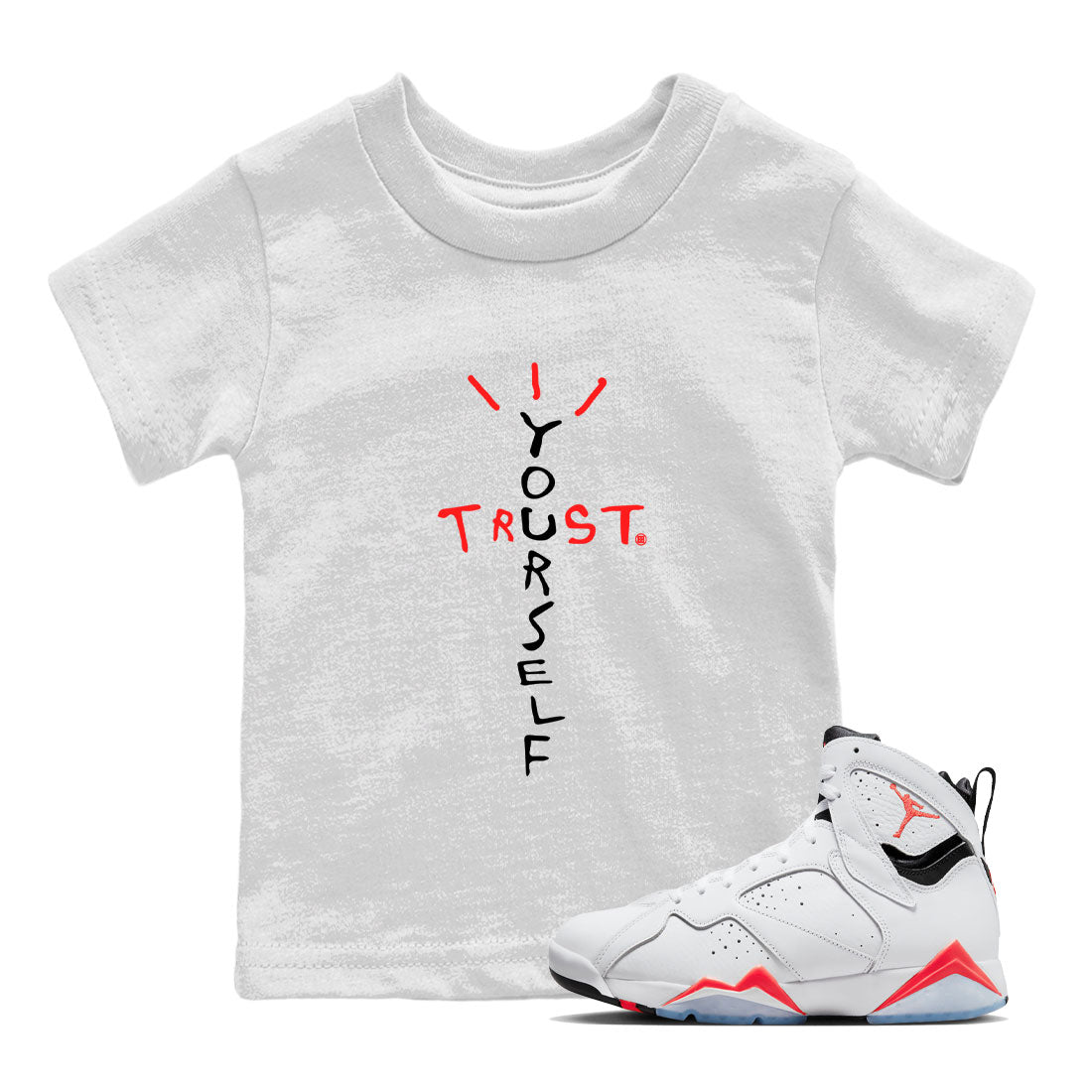 Trust Yourself Kids Tops - Air Jordan 7 White Infrared
