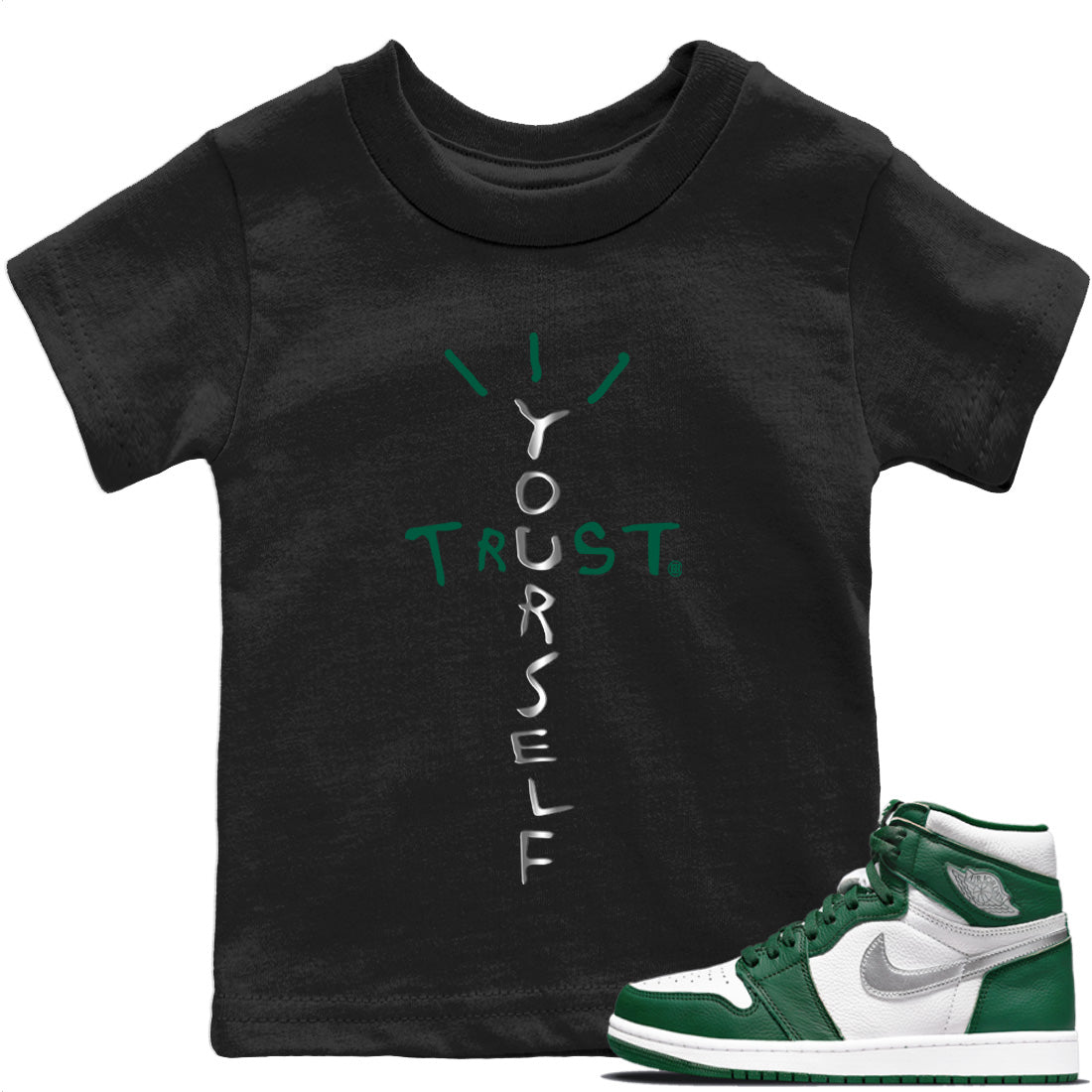 Trust Yourself Kids Tops - Air Jordan 1 Gorge Green