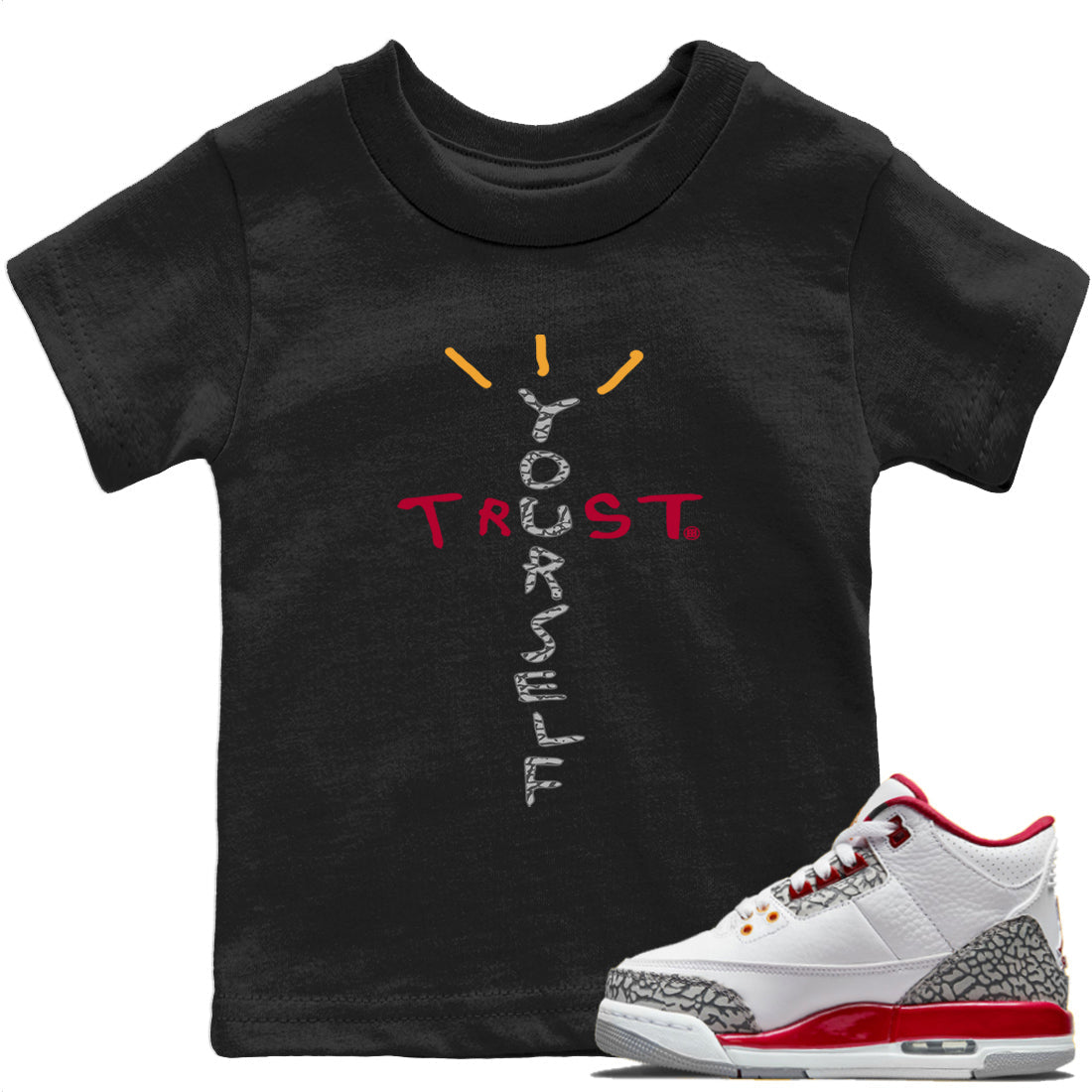 Trust Yourself Kids Tops - Air Jordan 3 Cardinal