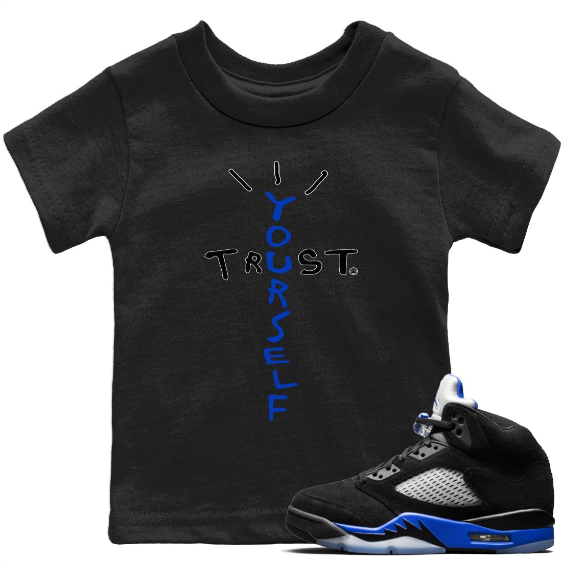 Trust Yourself Kids Tops - Air Jordan 5 Racer Blue