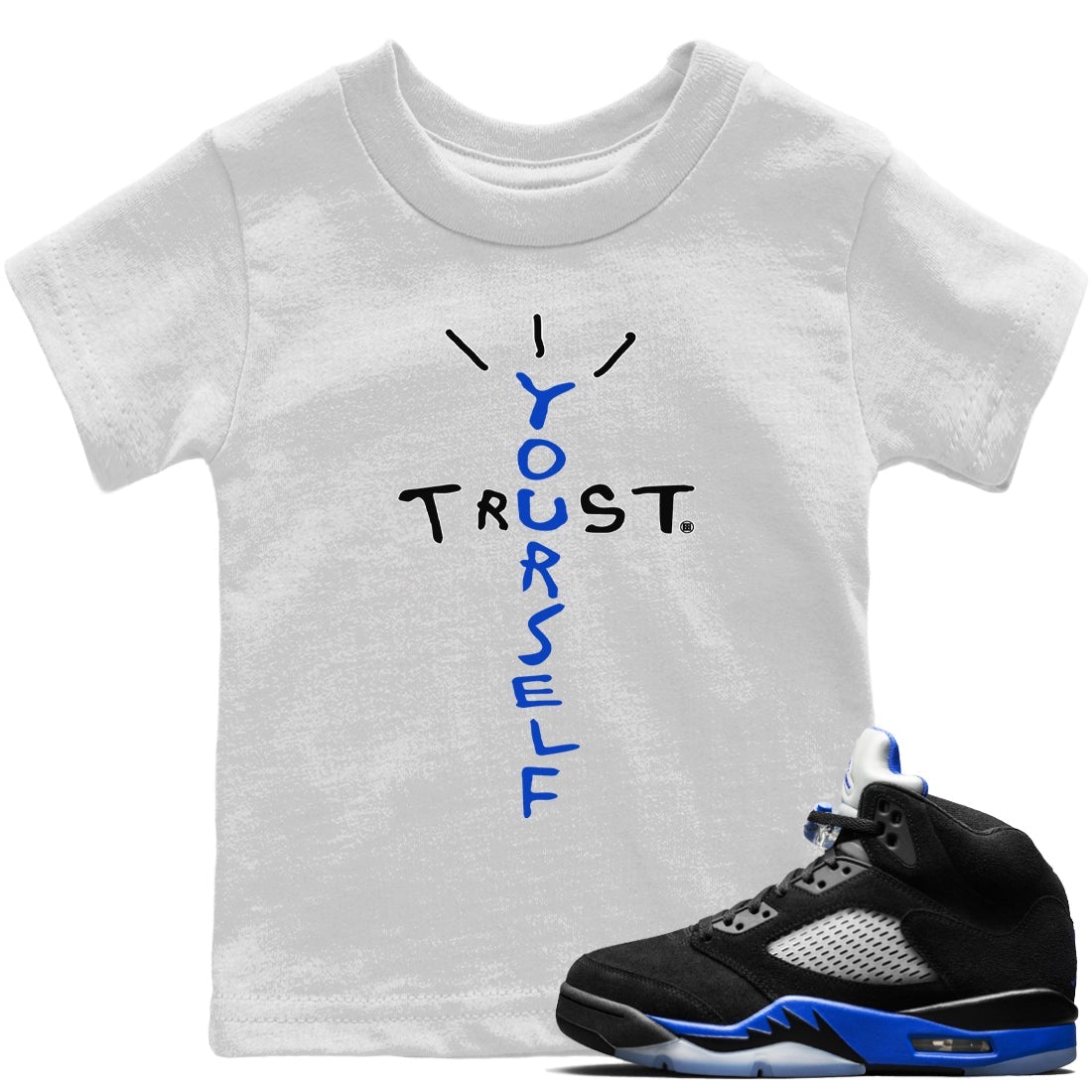 Trust Yourself Kids Tops - Air Jordan 5 Racer Blue