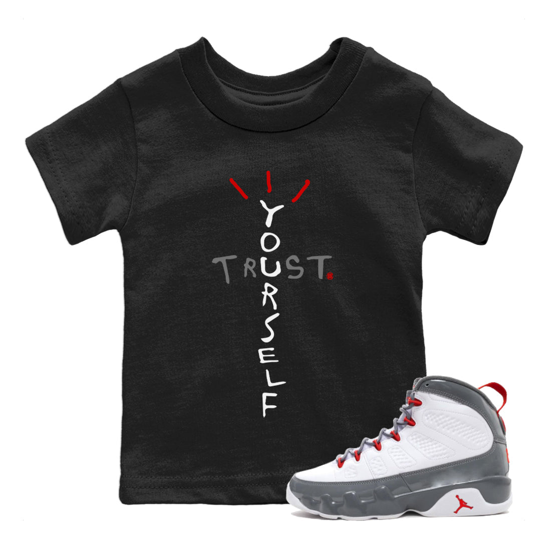 Trust Yourself Kids Tops - Air Jordan 9 Fire Red