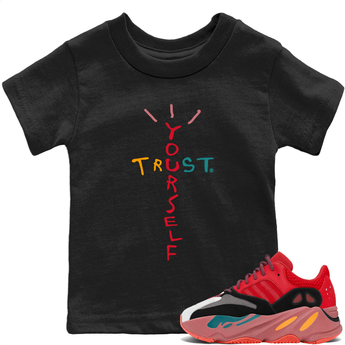 Trust Yourself Kids Tops - Yeezy 700 Hi-Res Red