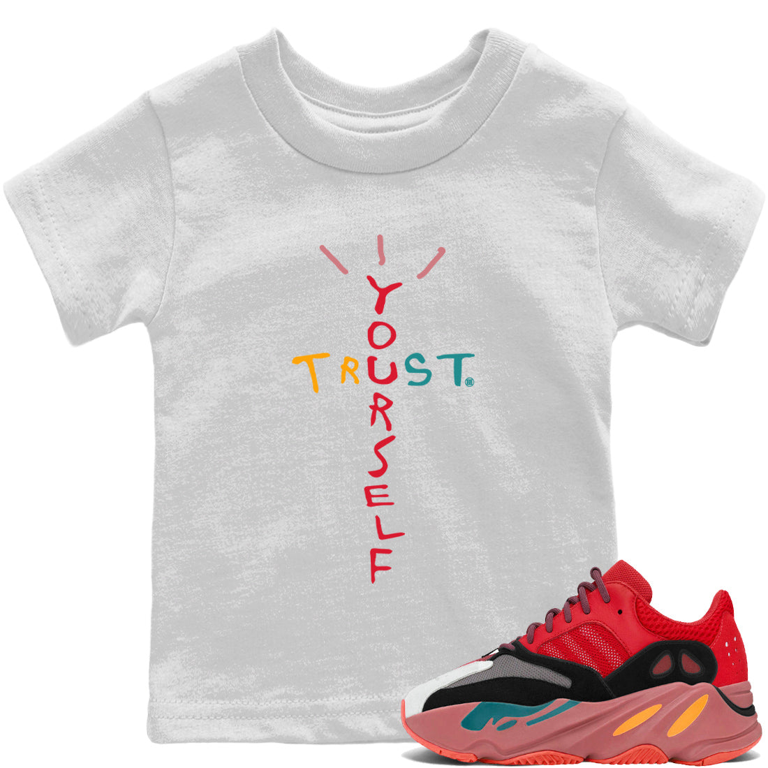 Trust Yourself Kids Tops - Yeezy 700 Hi-Res Red