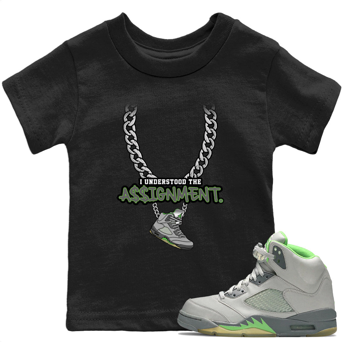 Understood Assignment Kids Tops - Air Jordan 5 Green Bean