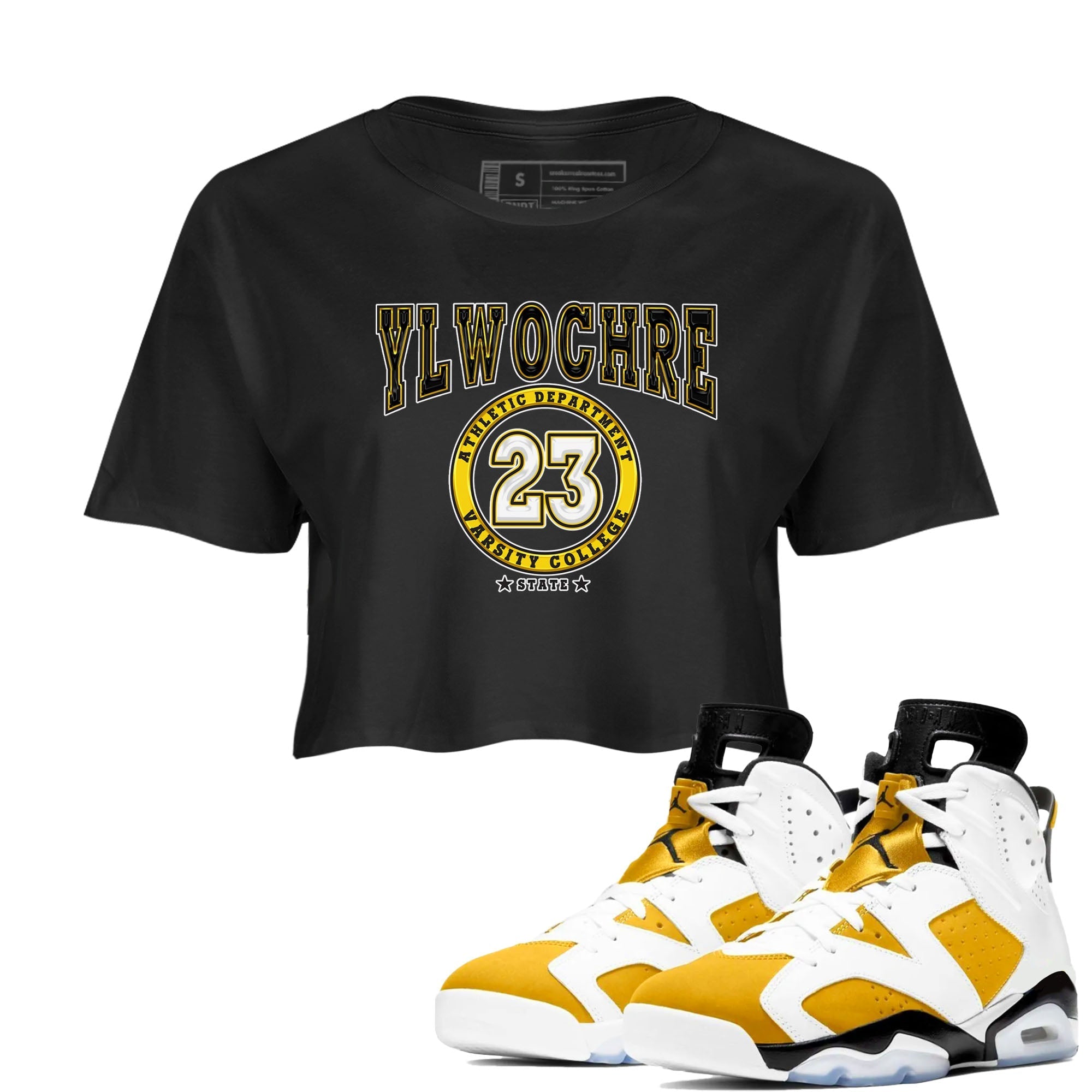 Varsity snkmatch Tees Crop Top - Air Jordan 6 Yellow Ochre
