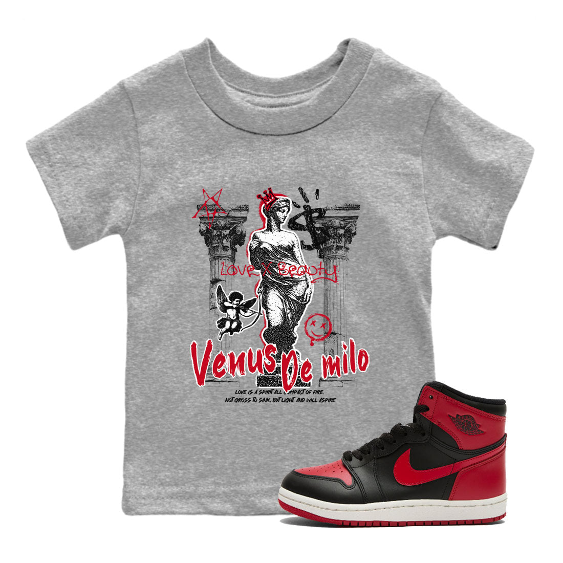 Venus De Milo snkmatch Tees Kids - Air Jordan 1 '85 Bred