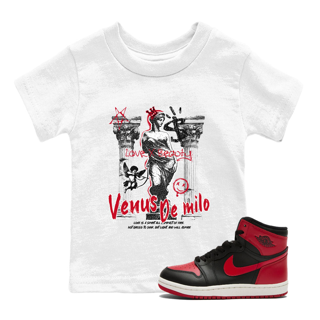 Venus De Milo snkmatch Tees Kids - Air Jordan 1 '85 Bred