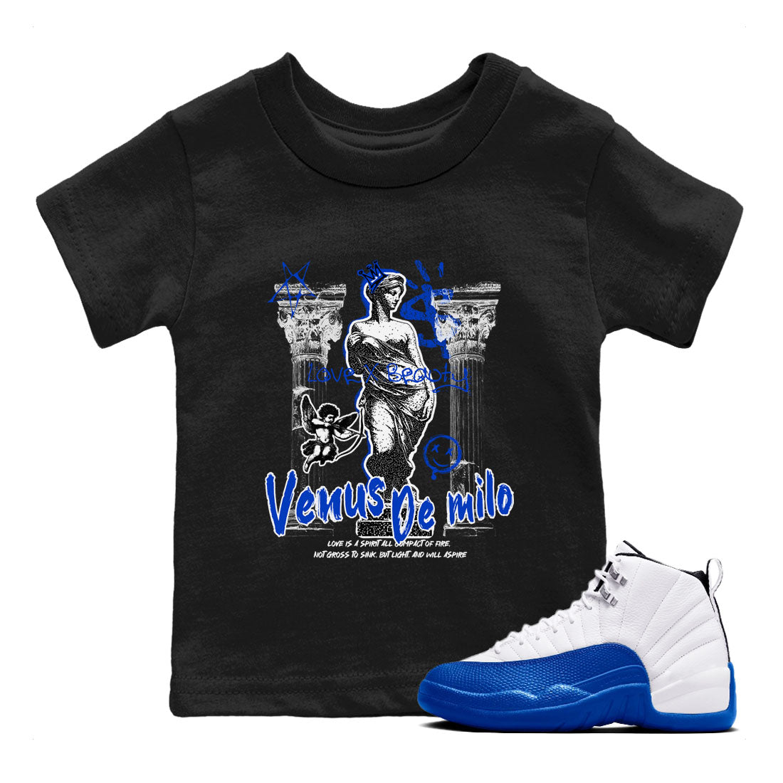Venus De Milo snkmatch Tees Kids - Air Jordan 12 Blueberry