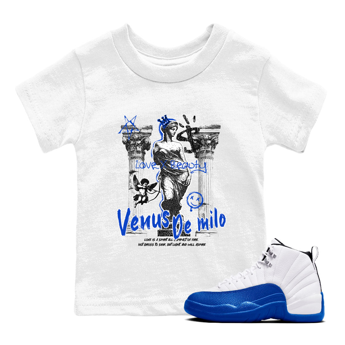 Venus De Milo snkmatch Tees Kids - Air Jordan 12 Blueberry