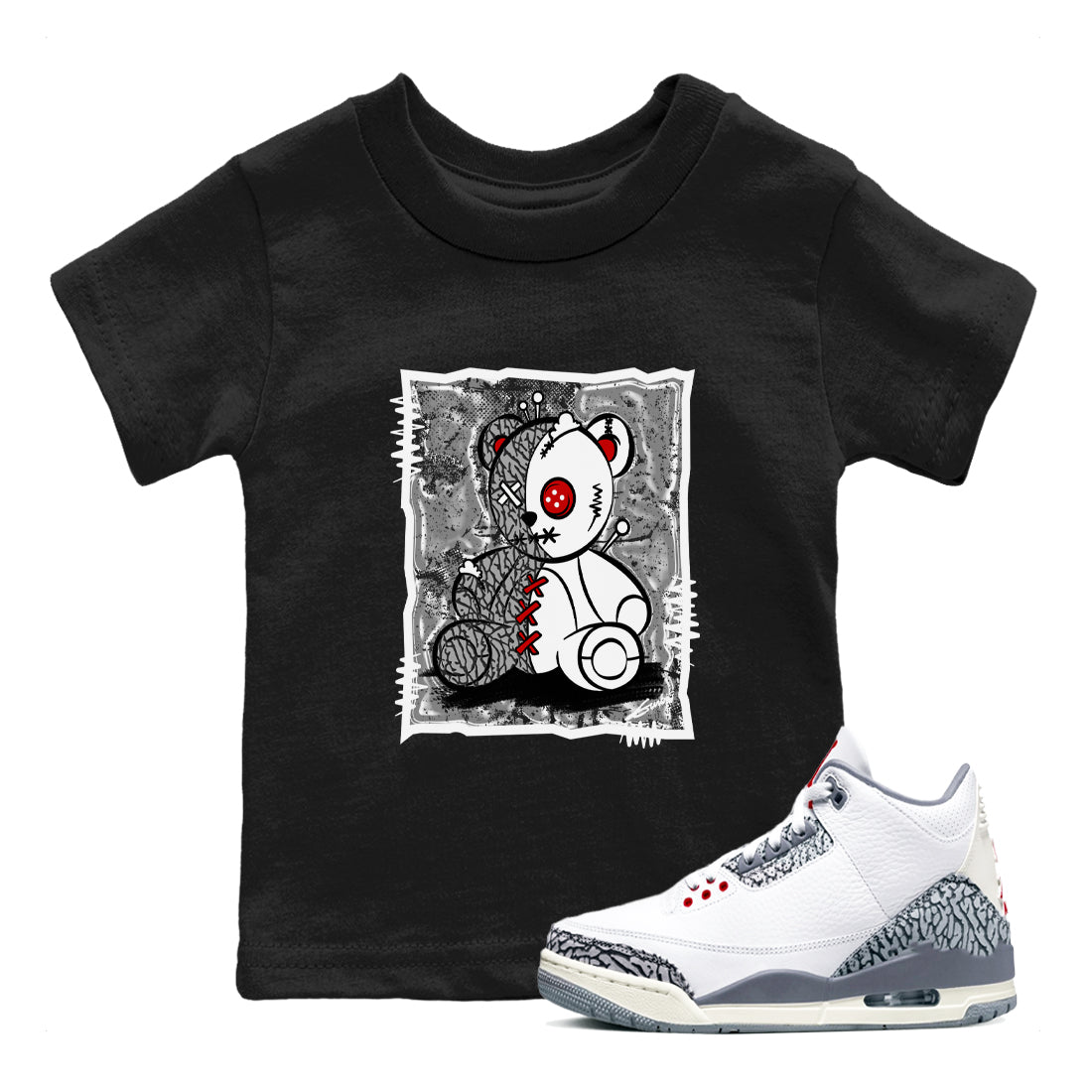 Vintage Bear snkmatch Tees Kids - Air Jordan 3 Cement Grey