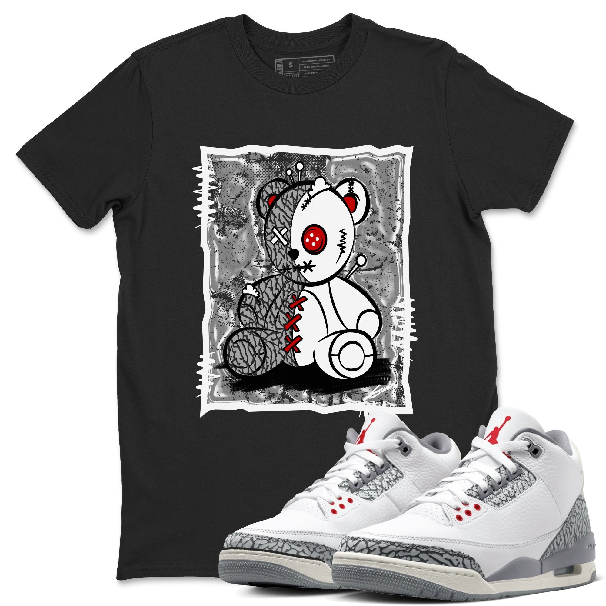 Vintage Bear snkmatch Tees - Air Jordan 3 Cement Grey