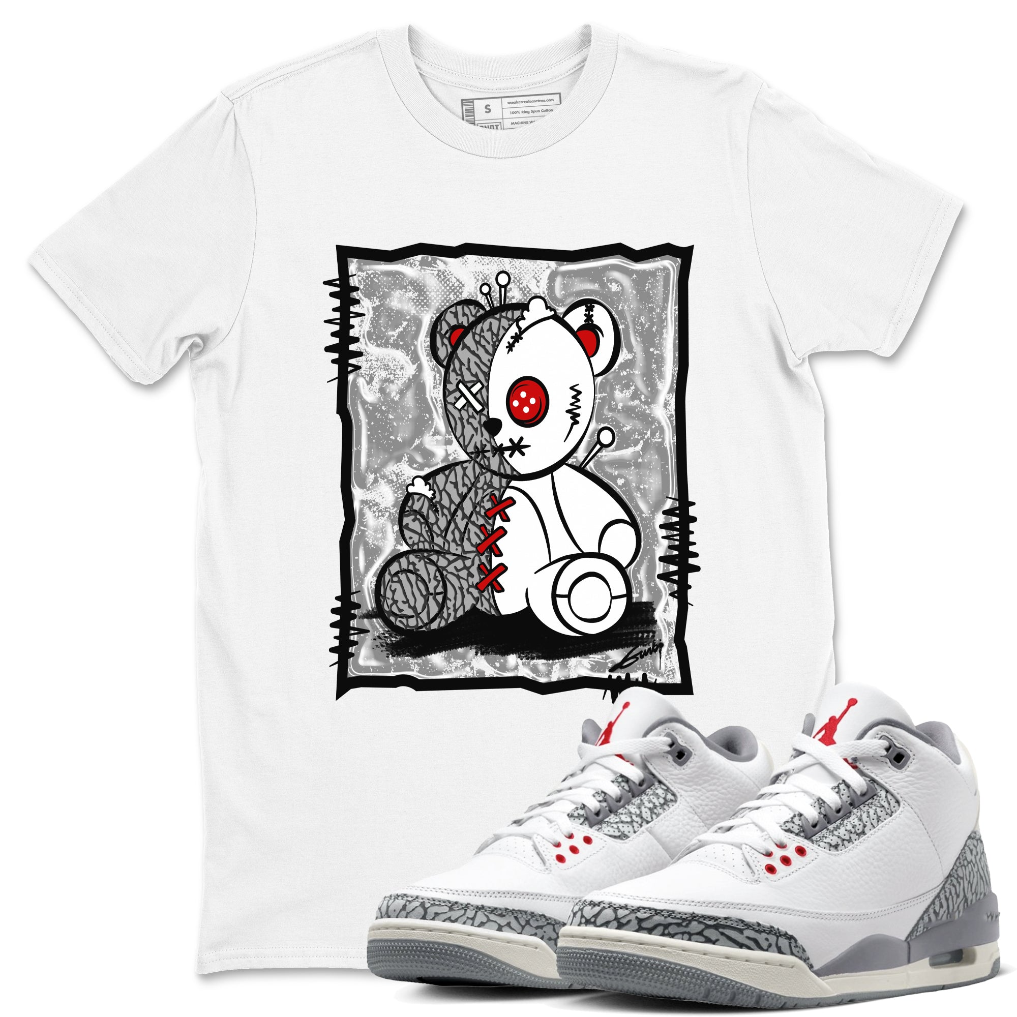 Vintage Bear snkmatch Tees - Air Jordan 3 Cement Grey