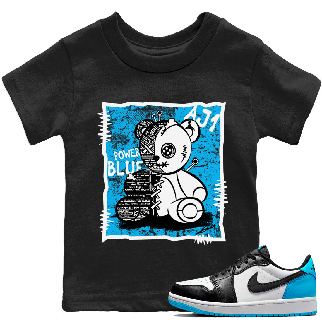 Vintage Bear Kids Tops - Air Jordan 1 Powder Blue