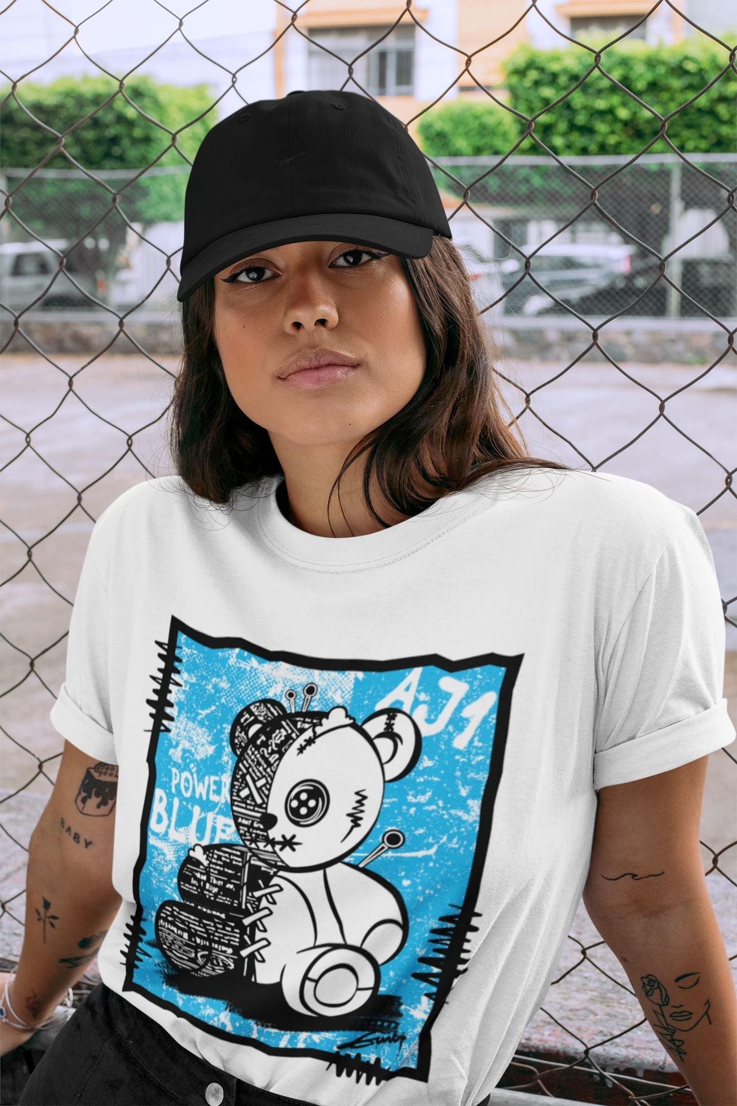 Vintage Bear Unisex Tops - Air Jordan 1 Powder Blue