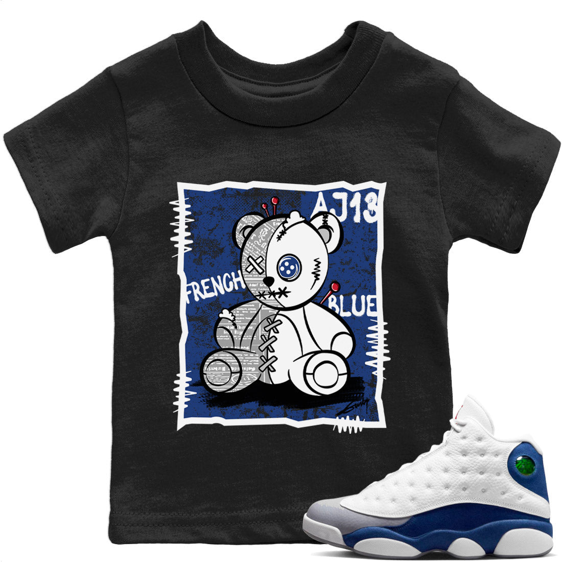 Vintage Bear Kids Tops - Air Jordan 13 French Blue