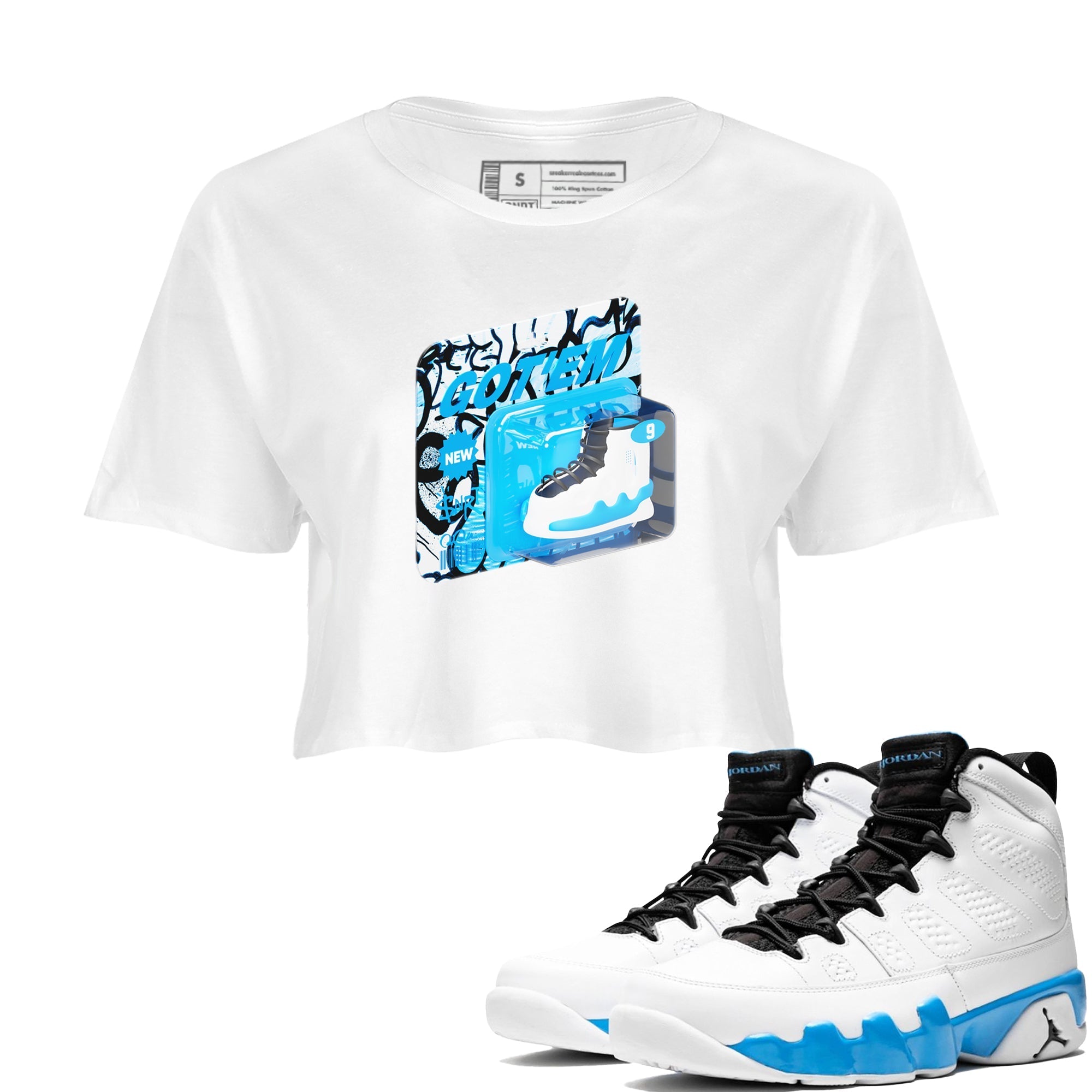 Vintage Toy Packaging snkmatch Women's Top - Air Jordan 9 Powder Blue