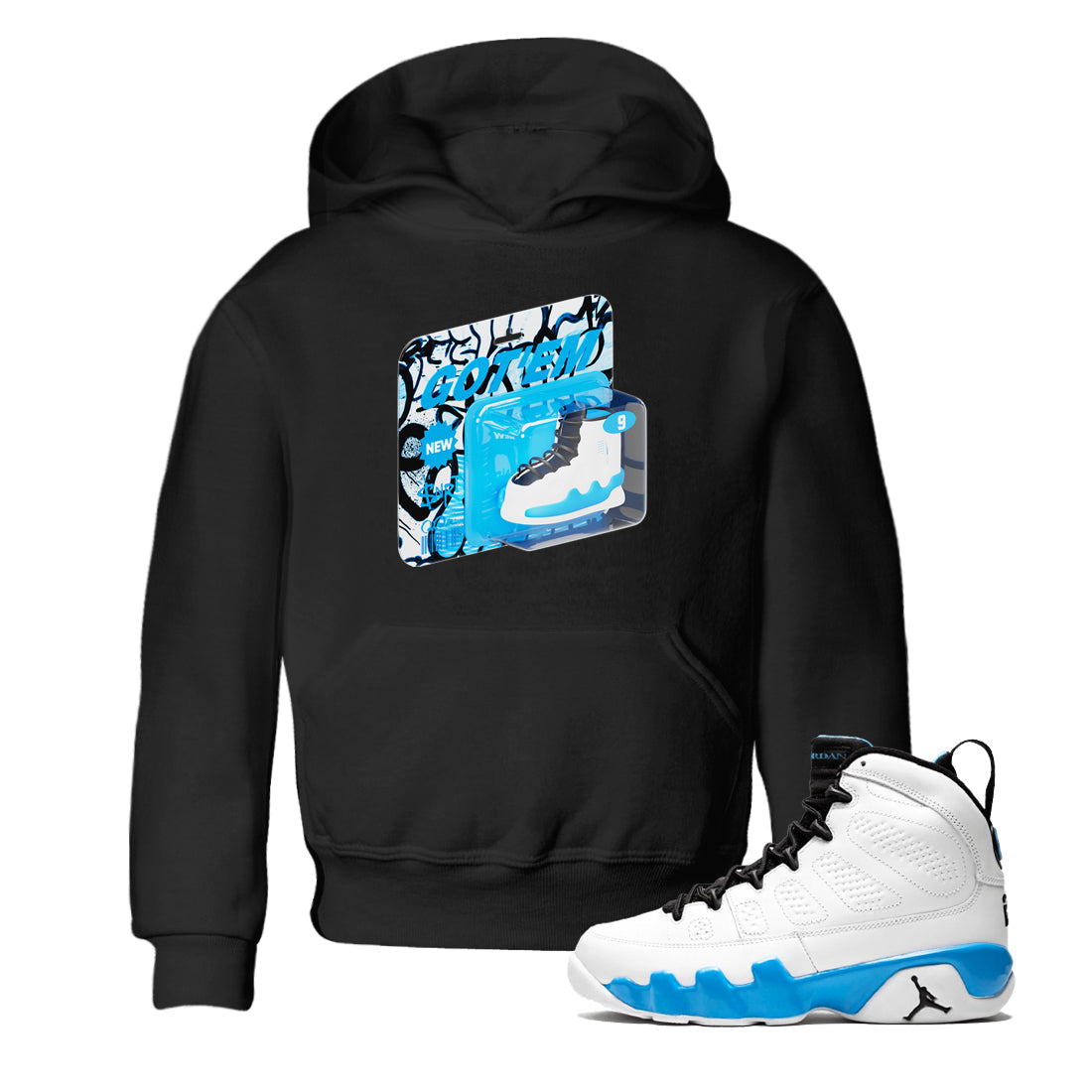 Vintage Toy Packaging snkmatch Tees Kids - Air Jordan 9 Powder Blue