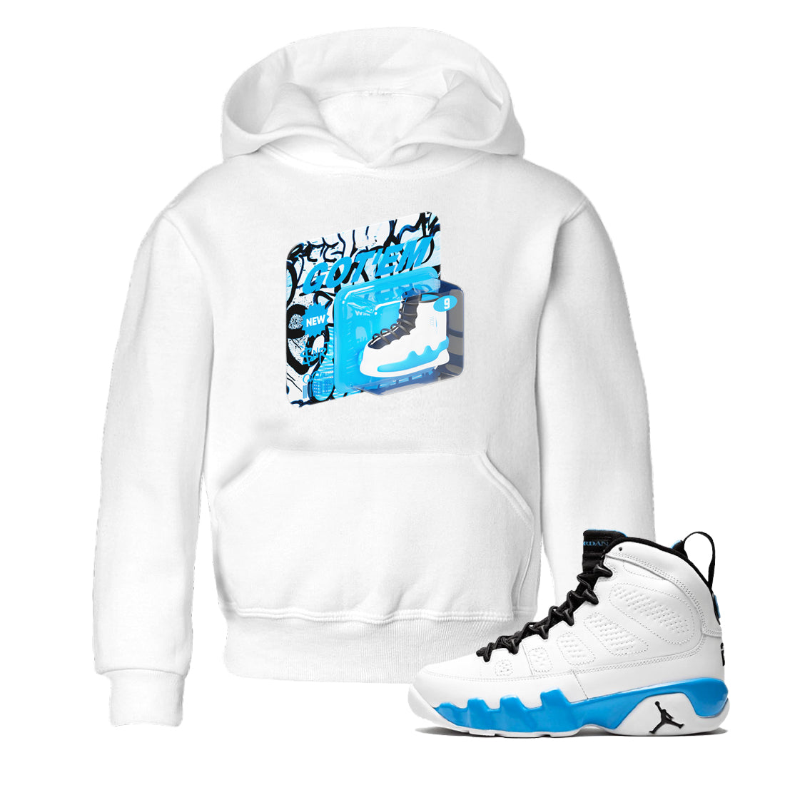 Vintage Toy Packaging snkmatch Tees Kids - Air Jordan 9 Powder Blue