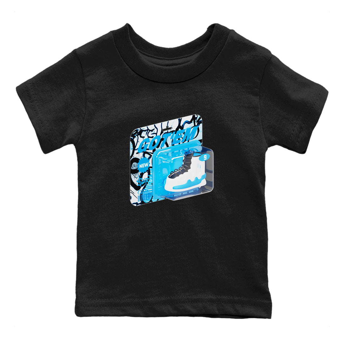 Vintage Toy Packaging snkmatch Tees Kids - Air Jordan 9 Powder Blue