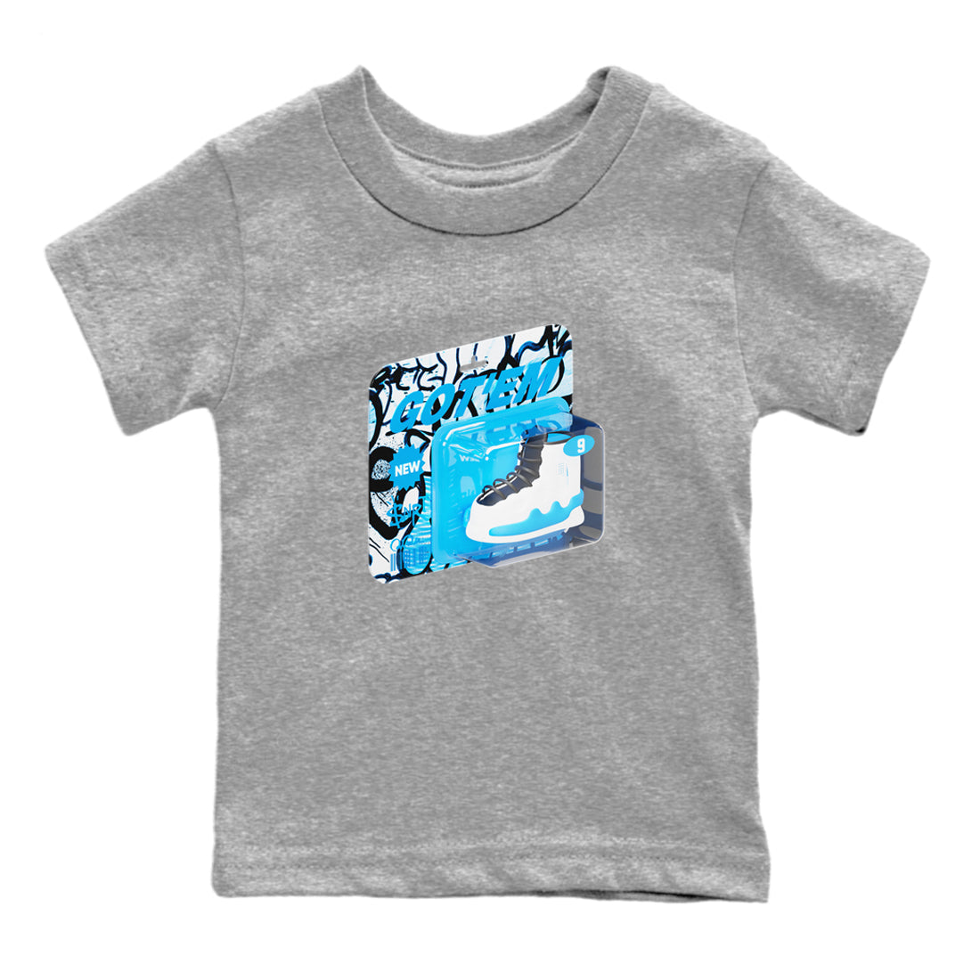 Vintage Toy Packaging snkmatch Tees Kids - Air Jordan 9 Powder Blue